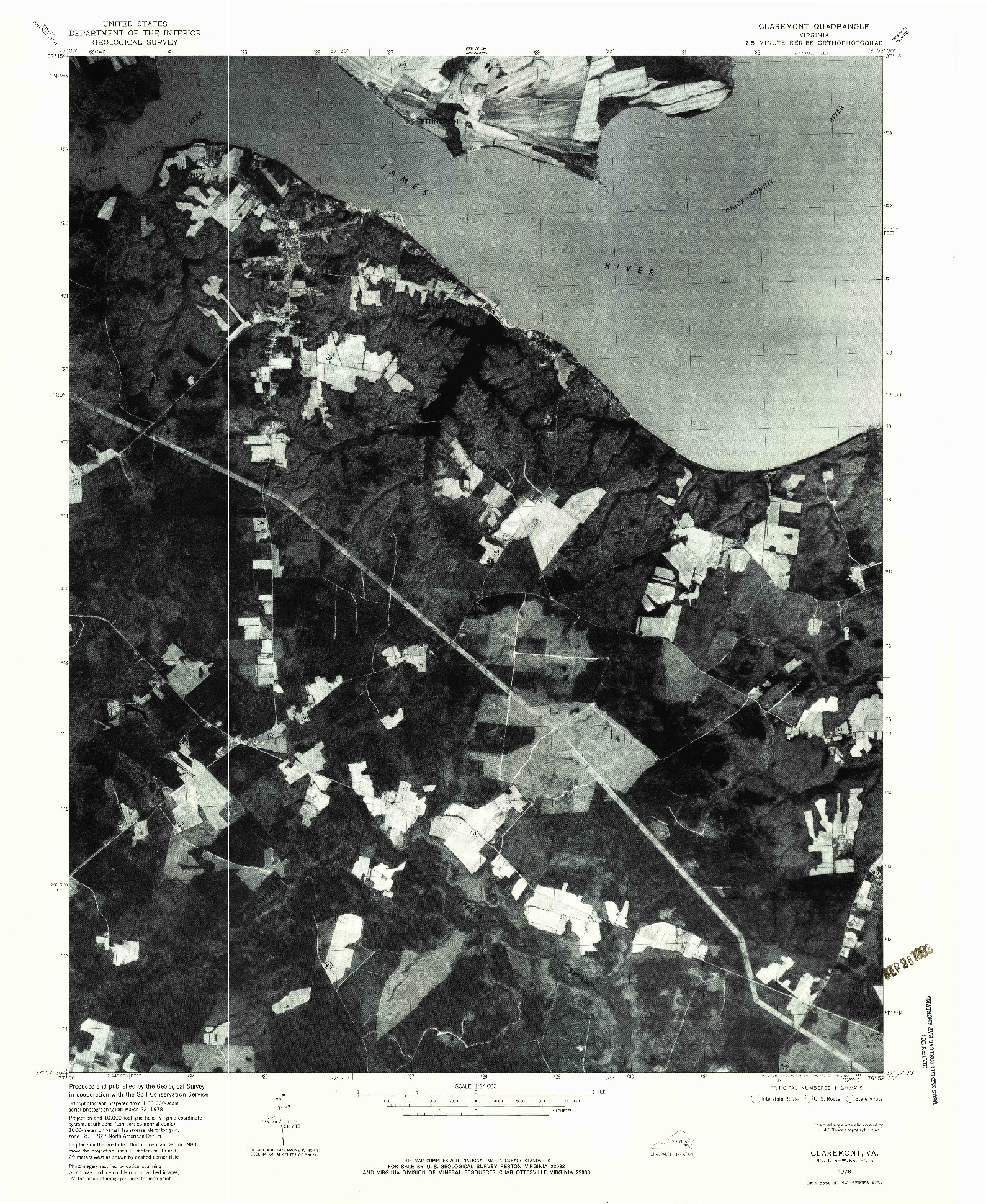 USGS 1:24000-SCALE QUADRANGLE FOR CLAREMONT, VA 1978