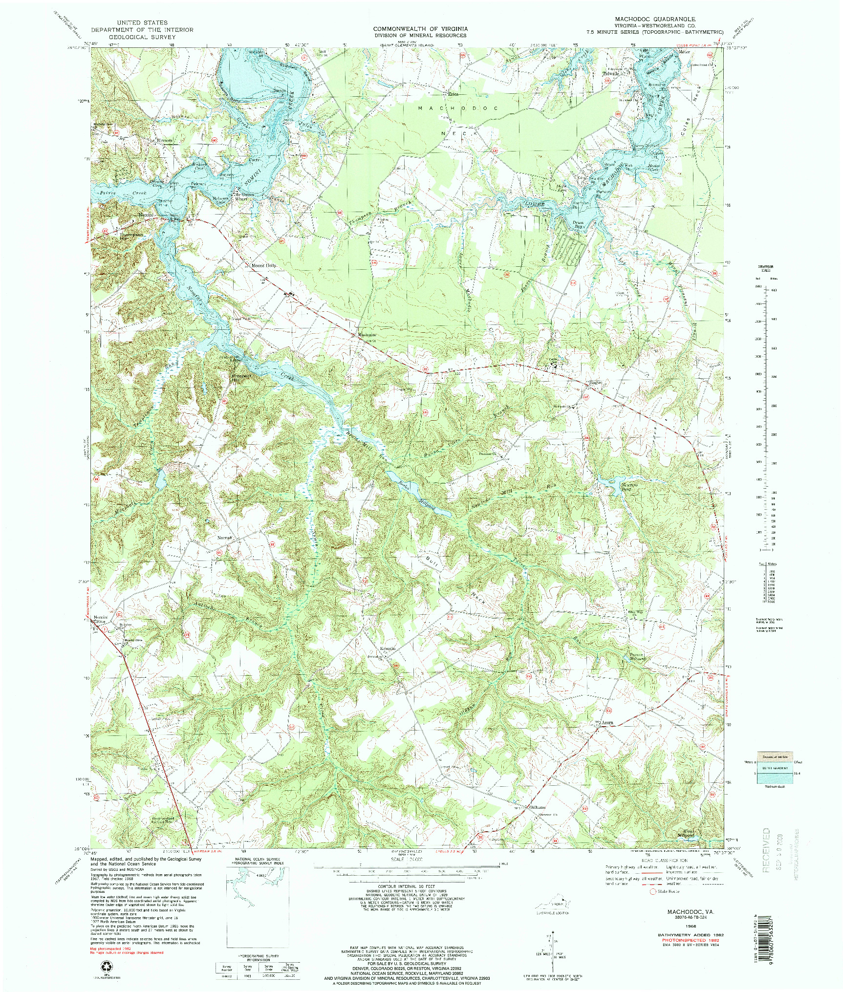 USGS 1:24000-SCALE QUADRANGLE FOR MACHODOC, VA 1968