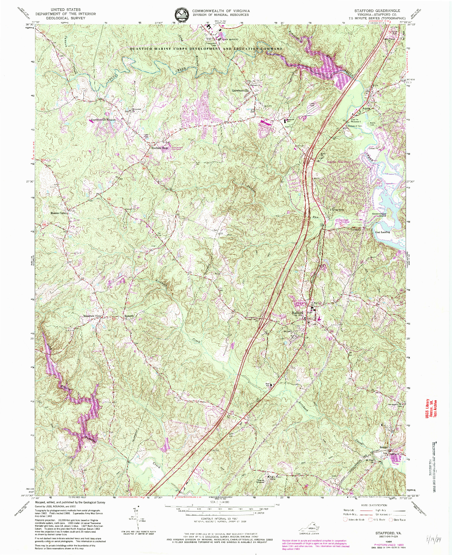 USGS 1:24000-SCALE QUADRANGLE FOR STAFFORD, VA 1966