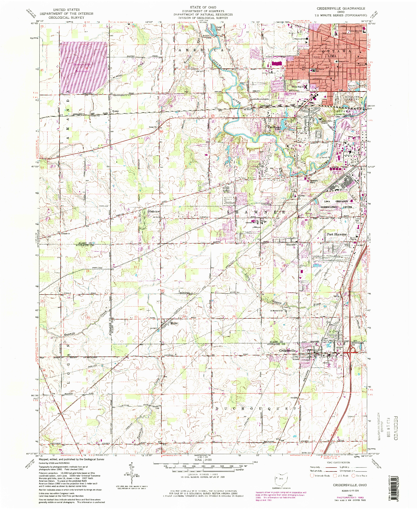 USGS 1:24000-SCALE QUADRANGLE FOR CRIDERSVILLE, OH 1961