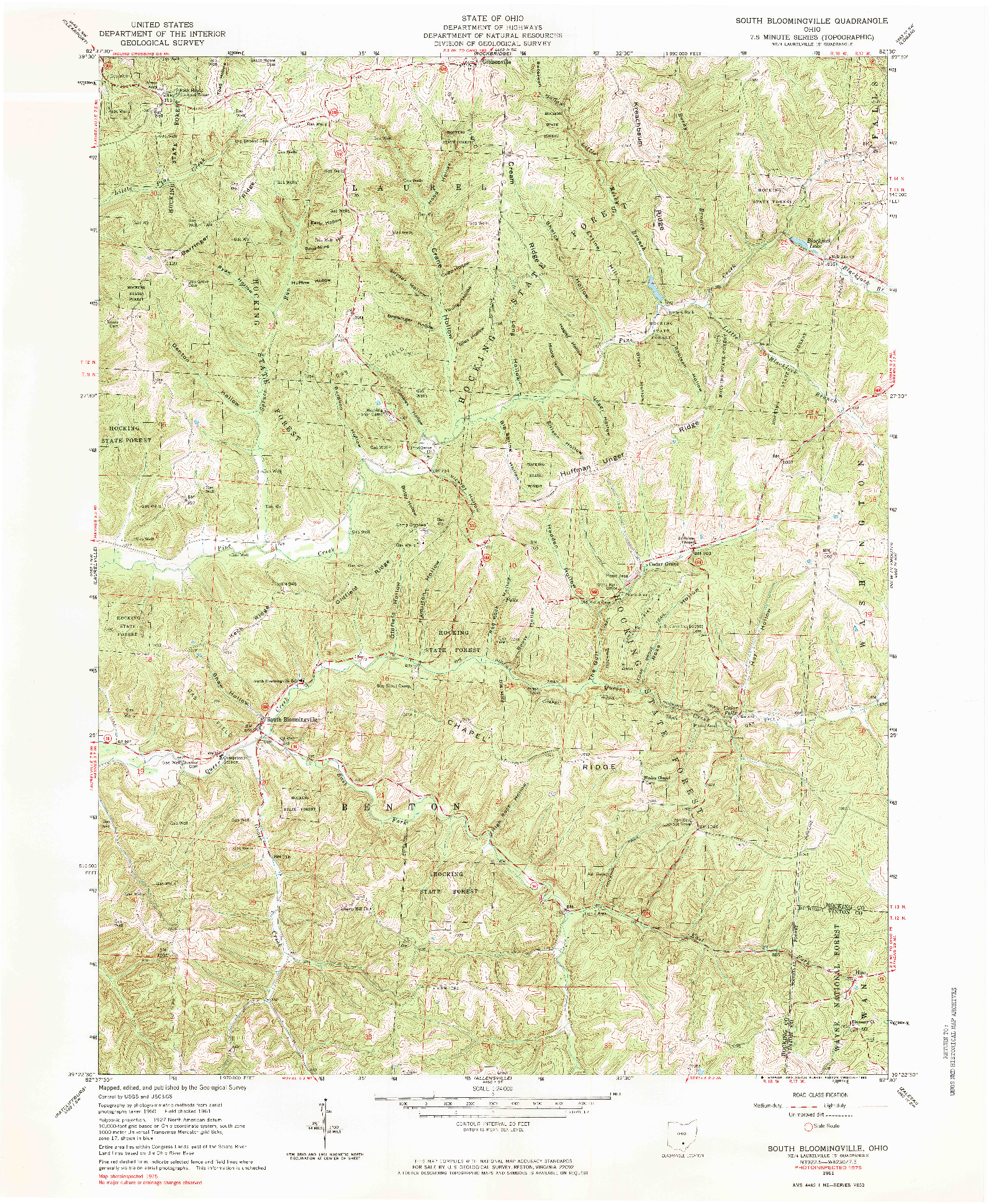 USGS 1:24000-SCALE QUADRANGLE FOR SOUTH BLOOMINGVILLE, OH 1961
