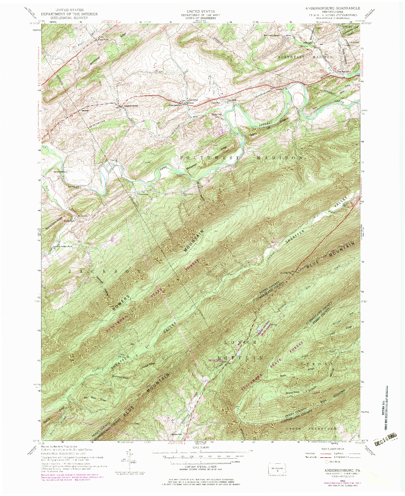 USGS 1:24000-SCALE QUADRANGLE FOR ANDERSONBURG, PA 1952