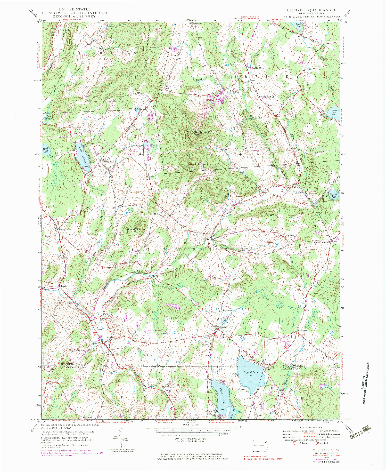 USGS 1:24000-SCALE QUADRANGLE FOR CLIFFORD, PA 1946