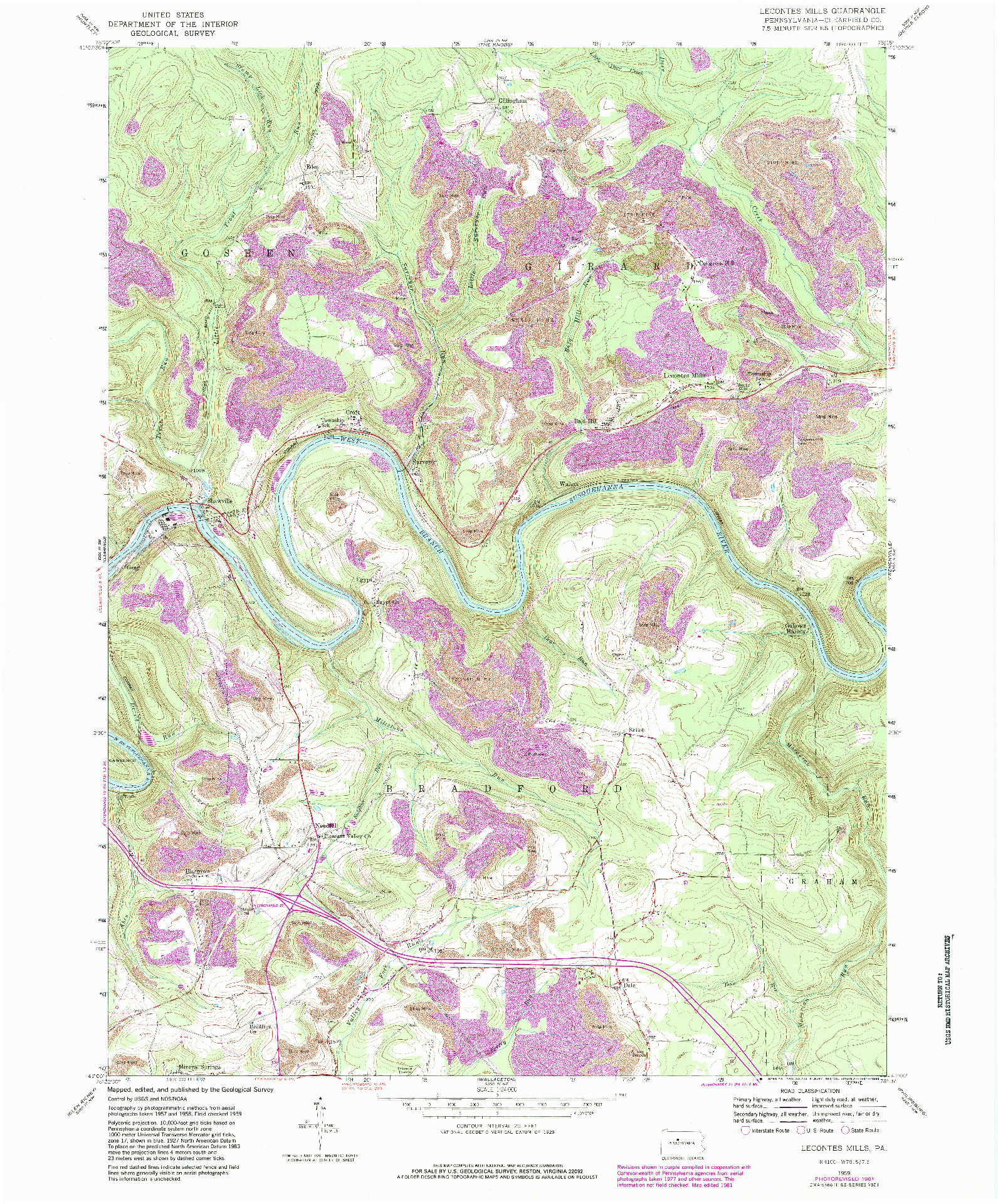 USGS 1:24000-SCALE QUADRANGLE FOR LECONTES MILLS, PA 1959