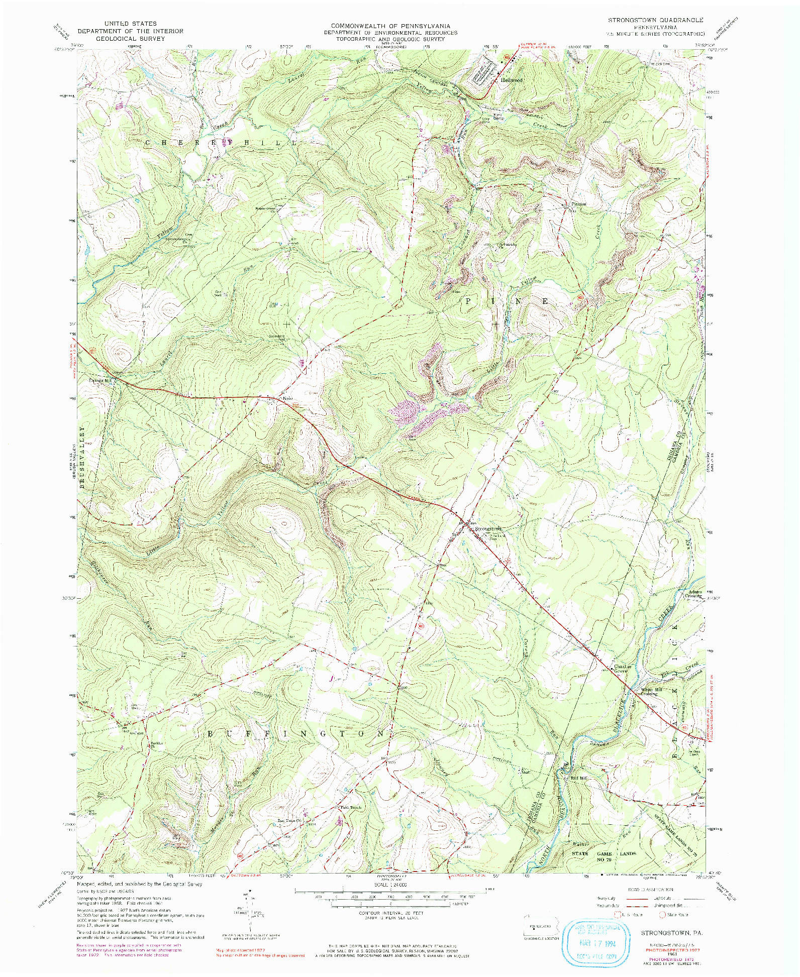 USGS 1:24000-SCALE QUADRANGLE FOR STRONGSTOWN, PA 1961