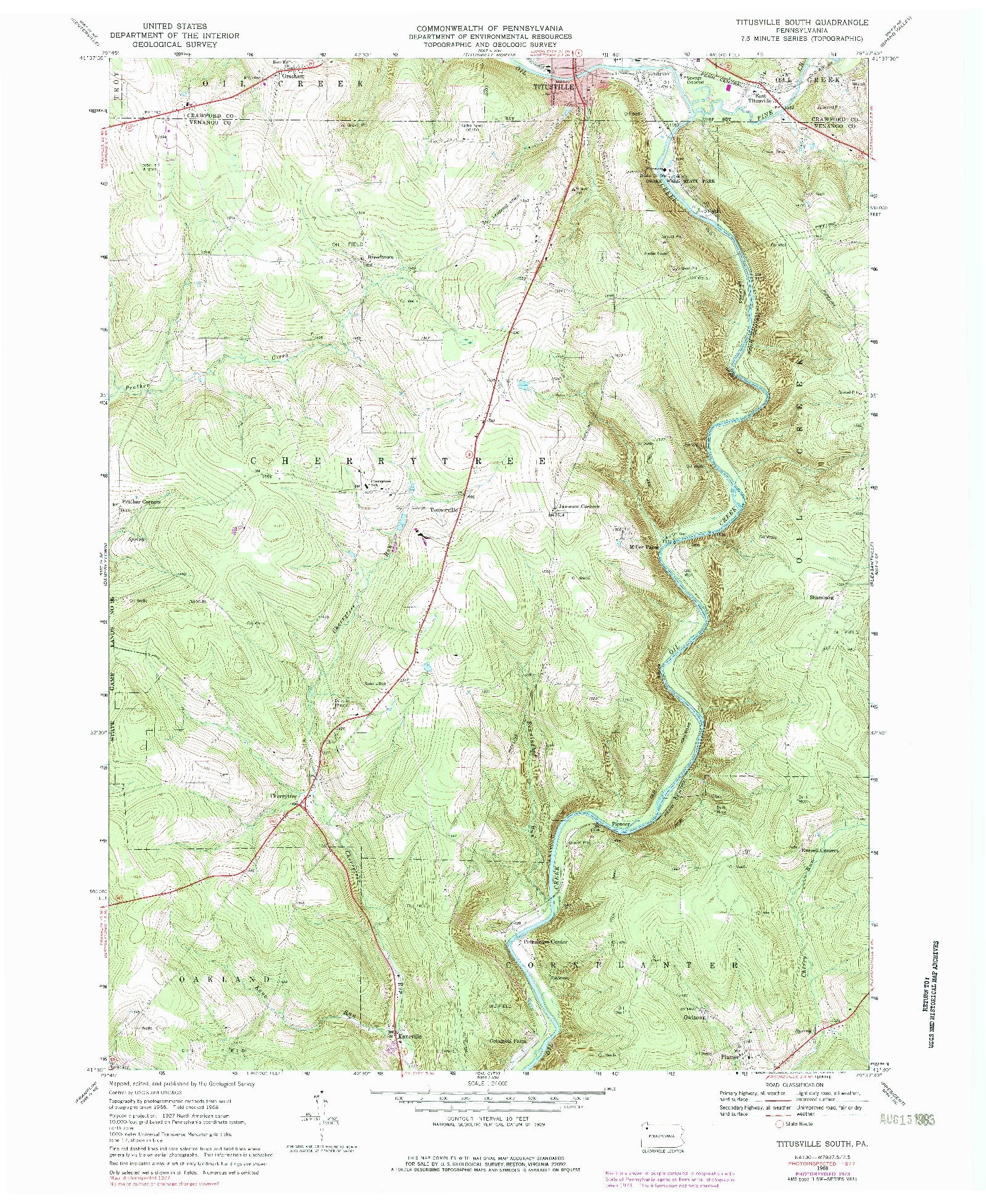 USGS 1:24000-SCALE QUADRANGLE FOR TITUSVILLE SOUTH, PA 1968