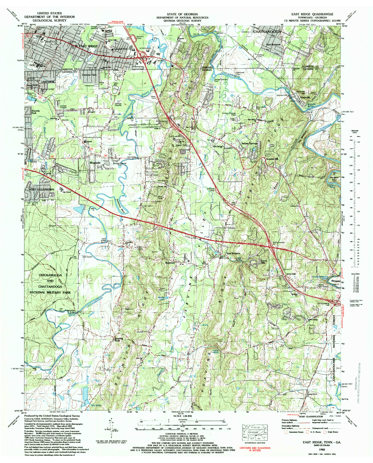 USGS 1:24000-SCALE QUADRANGLE FOR EAST RIDGE, TN 1982