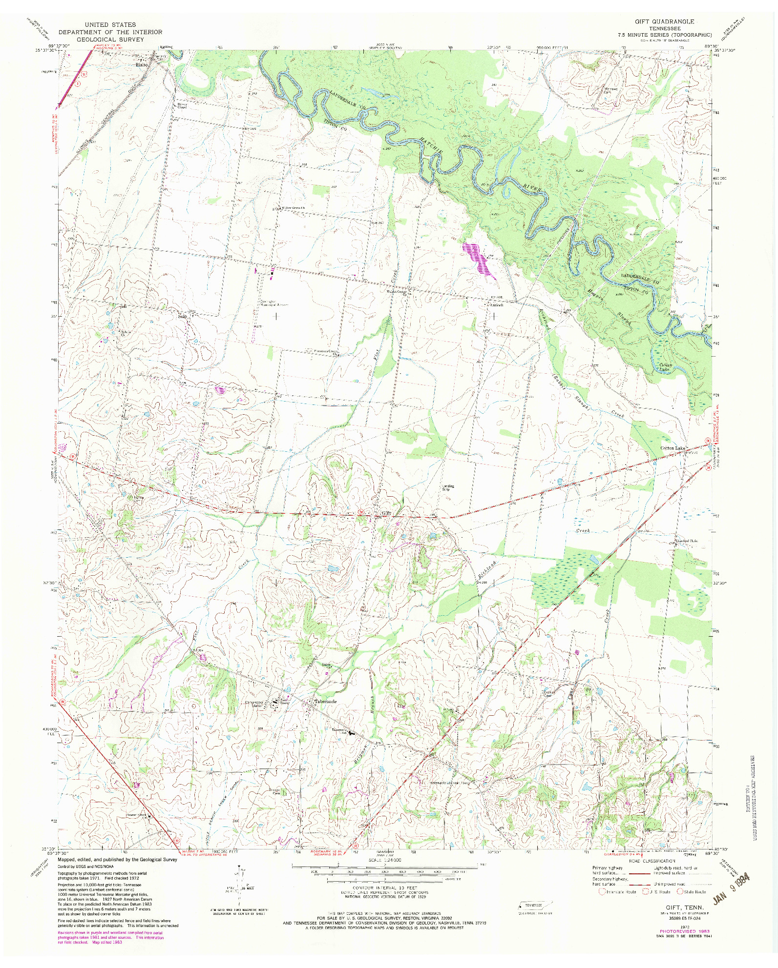 USGS 1:24000-SCALE QUADRANGLE FOR GIFT, TN 1972