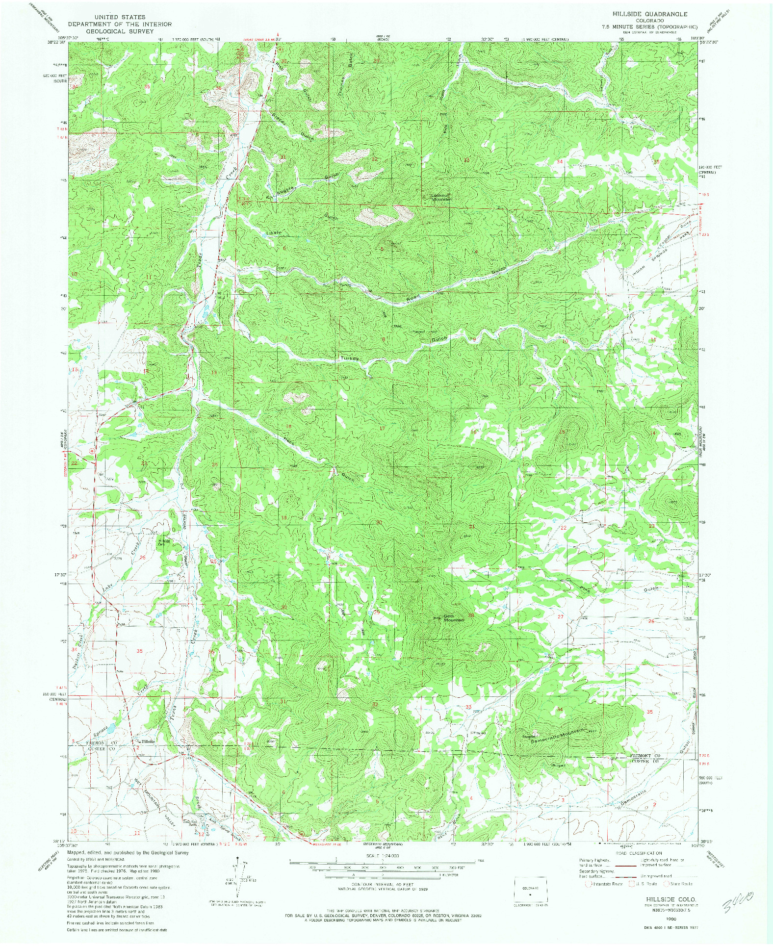 USGS 1:24000-SCALE QUADRANGLE FOR HILLSIDE, CO 1980