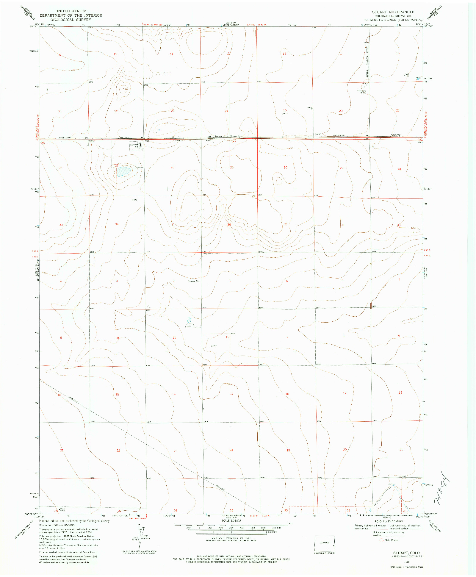 USGS 1:24000-SCALE QUADRANGLE FOR STUART, CO 1968