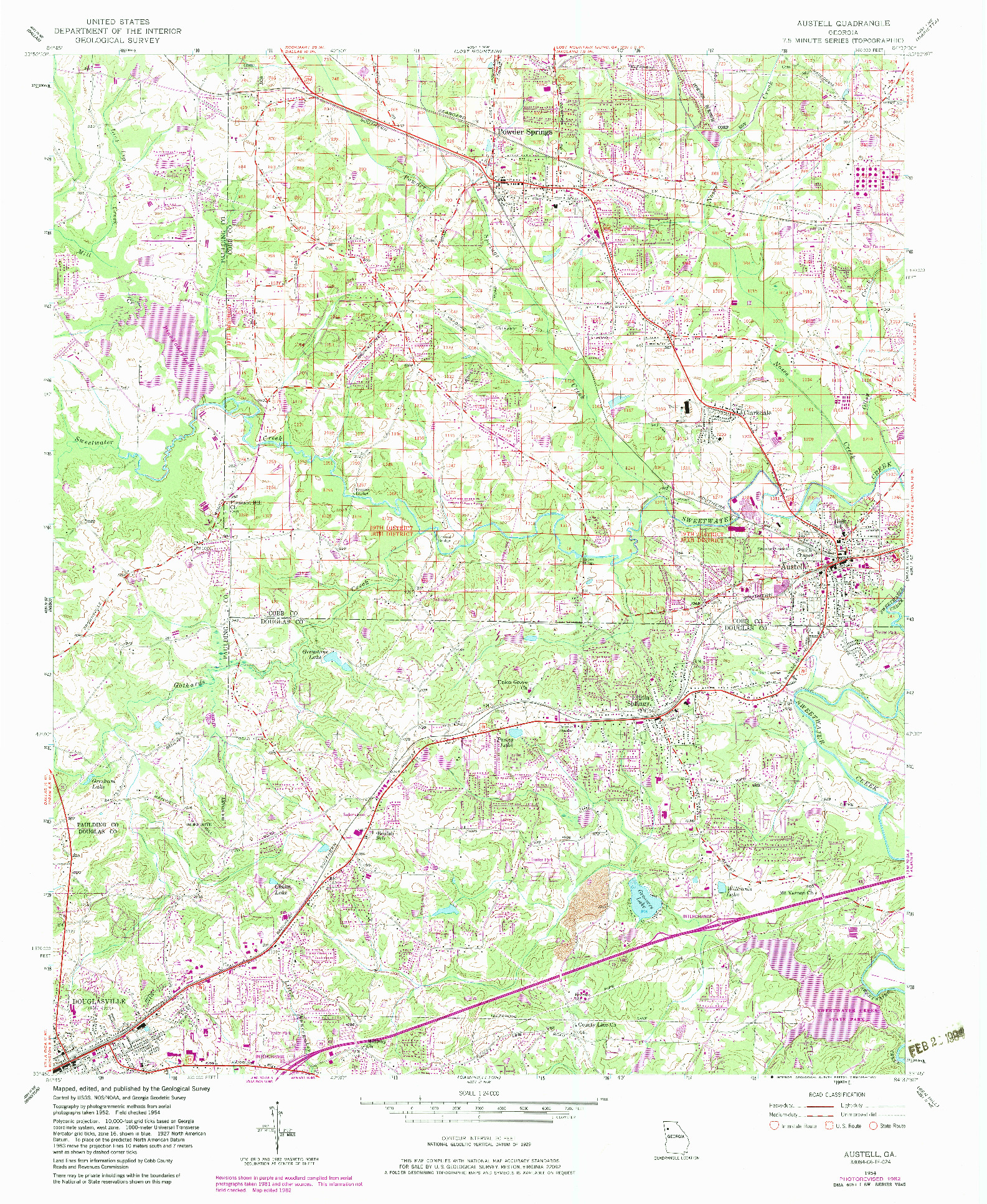 USGS 1:24000-SCALE QUADRANGLE FOR AUSTELL, GA 1954