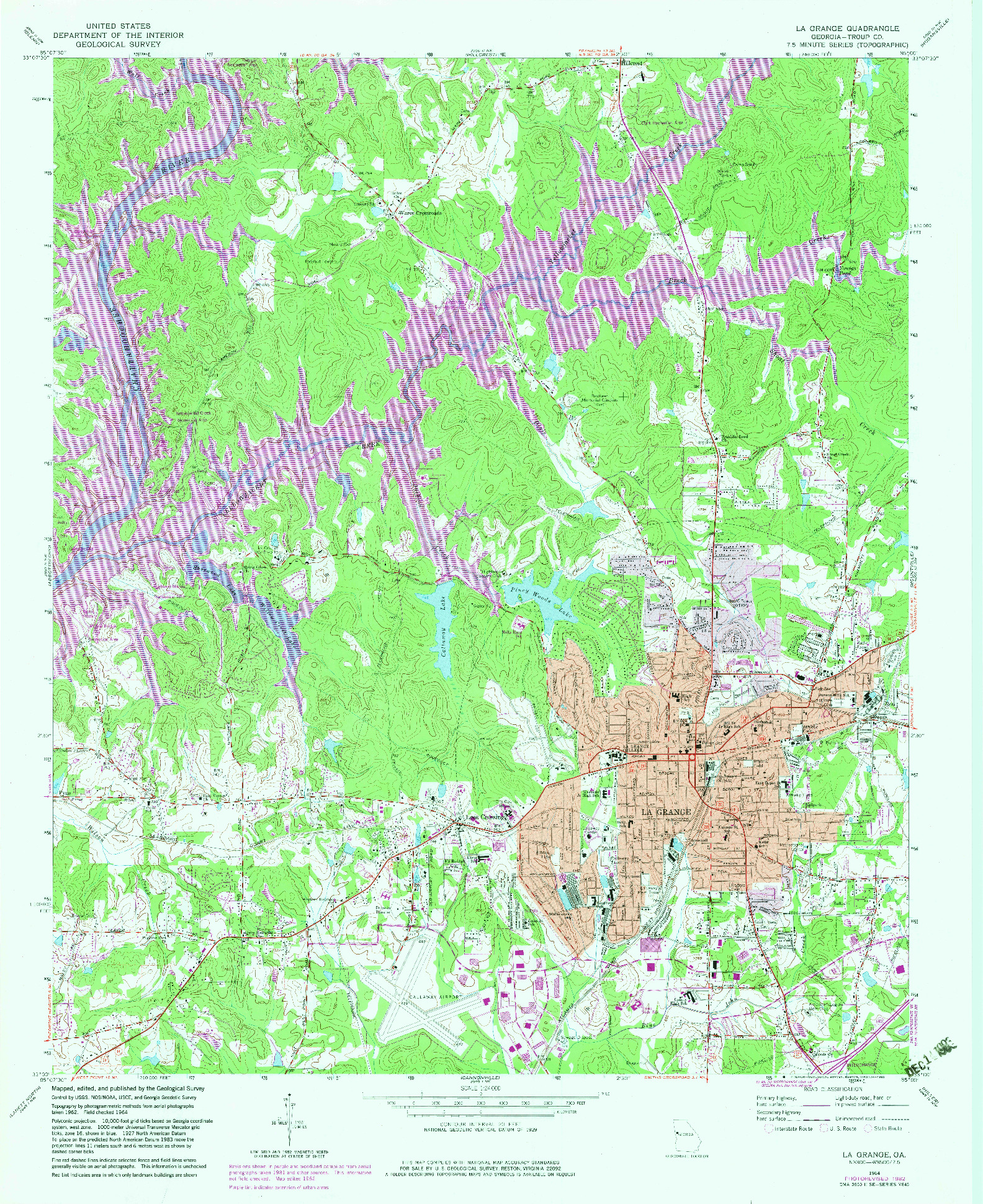 USGS 1:24000-SCALE QUADRANGLE FOR LA GRANGE, GA 1964