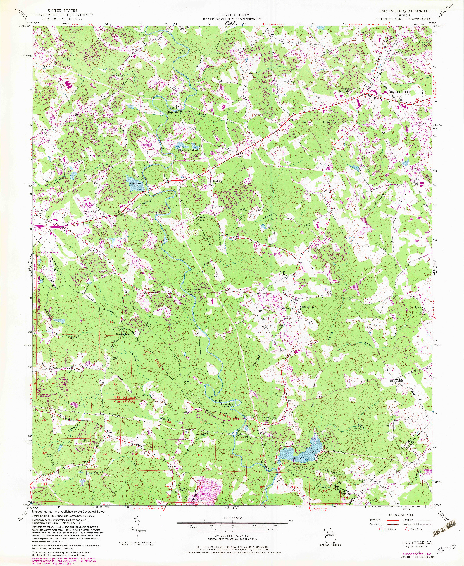 USGS 1:24000-SCALE QUADRANGLE FOR SNELLVILLE, GA 1956
