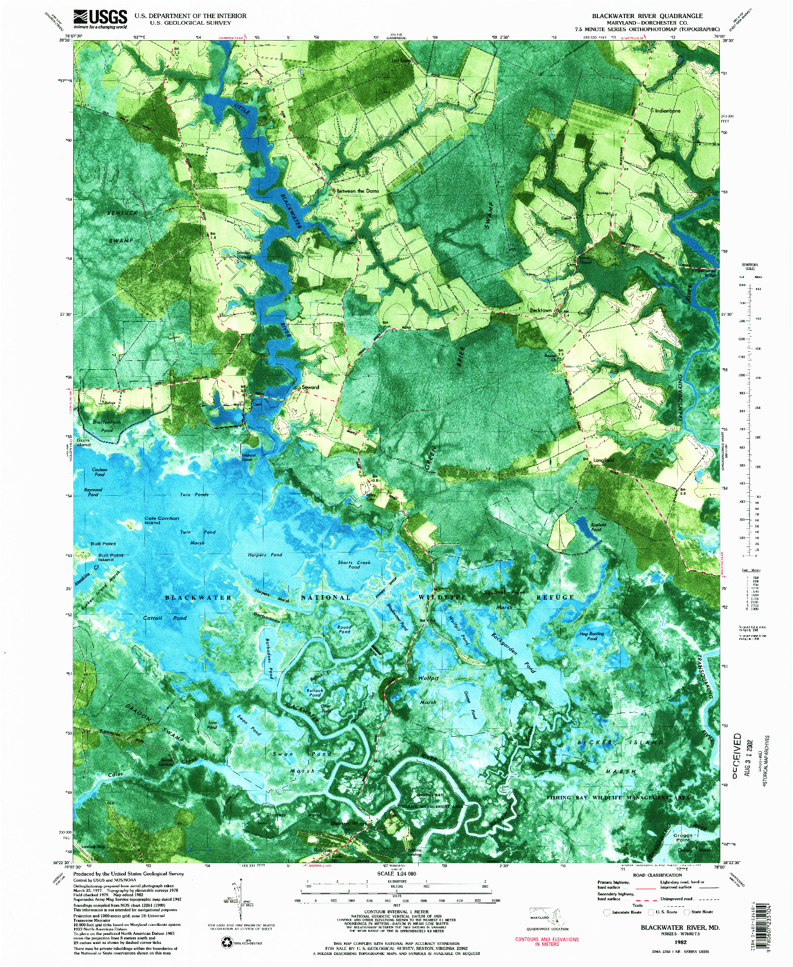 USGS 1:24000-SCALE QUADRANGLE FOR BLACKWATER RIVER, MD 1982