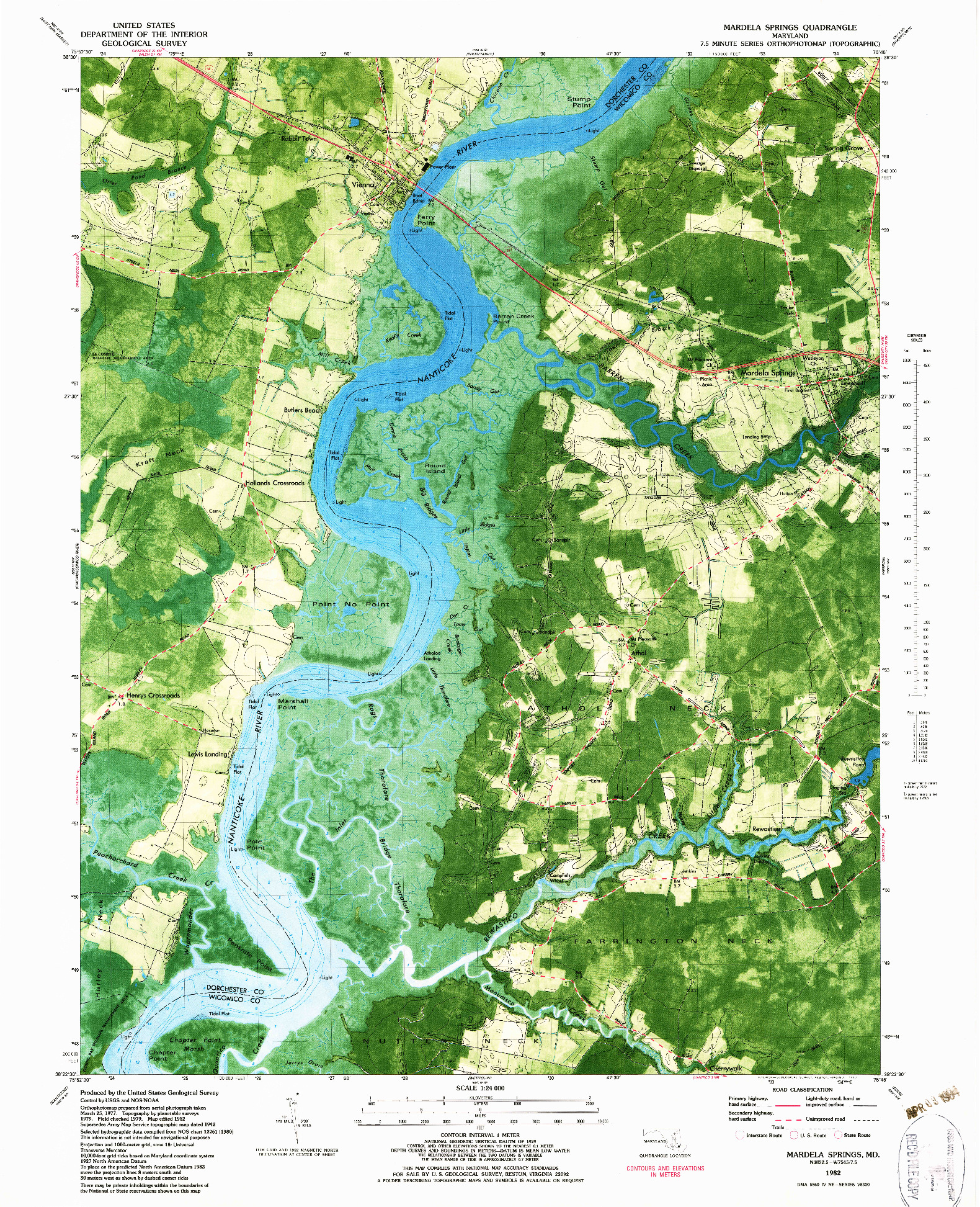 USGS 1:24000-SCALE QUADRANGLE FOR MARDELA SPRINGS, MD 1982