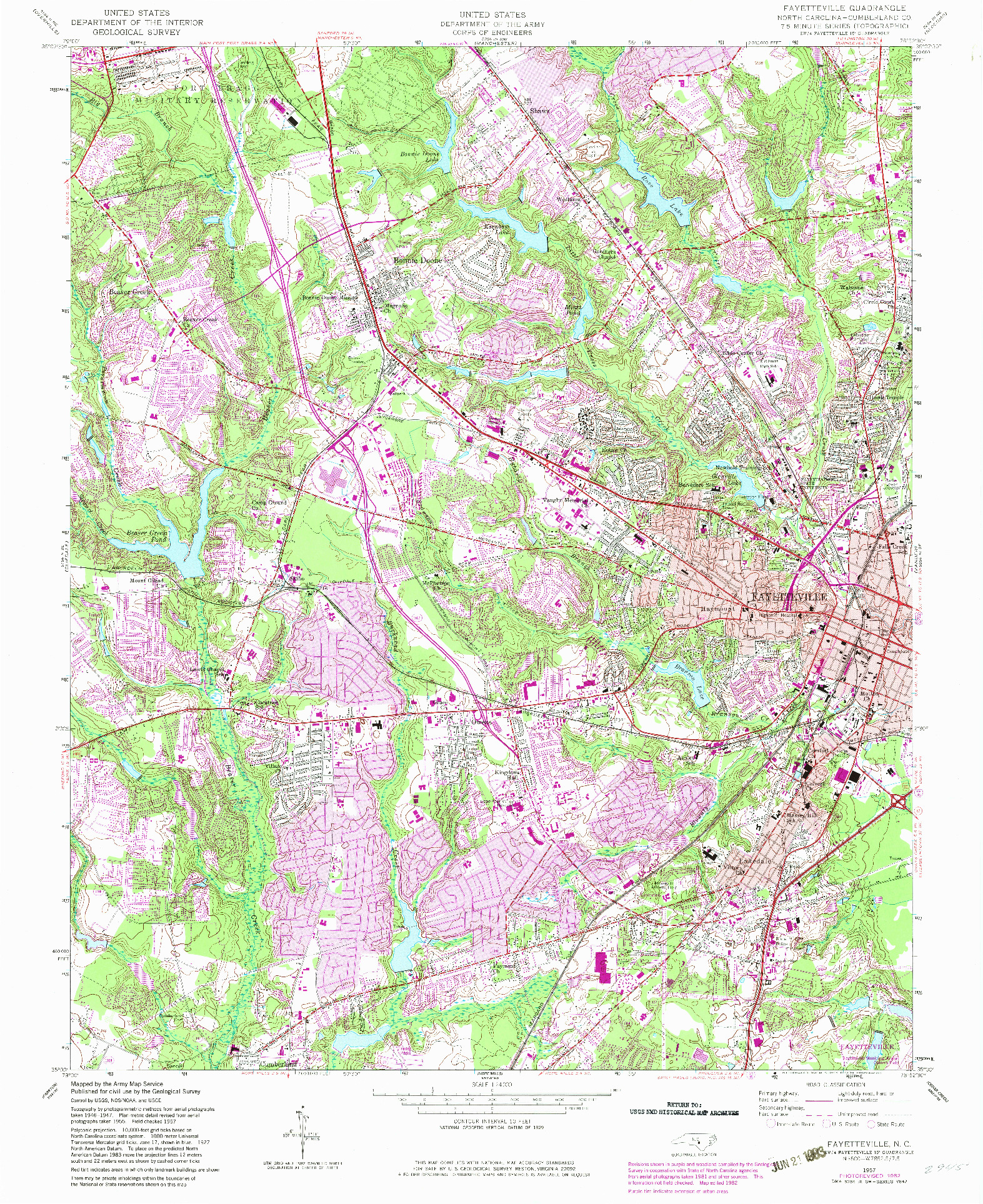 USGS 1:24000-SCALE QUADRANGLE FOR FAYETTEVILLE, NC 1957