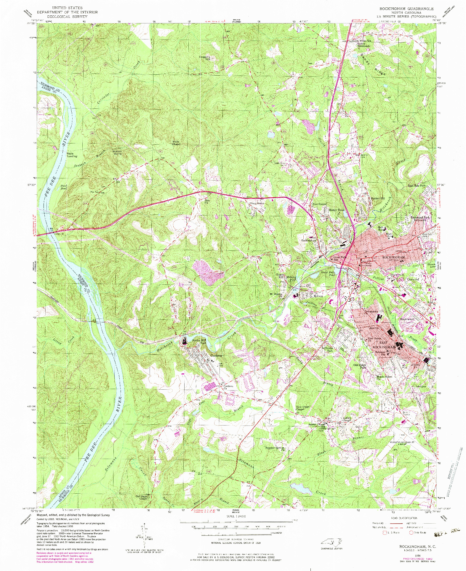 USGS 1:24000-SCALE QUADRANGLE FOR ROCKINGHAM, NC 1956