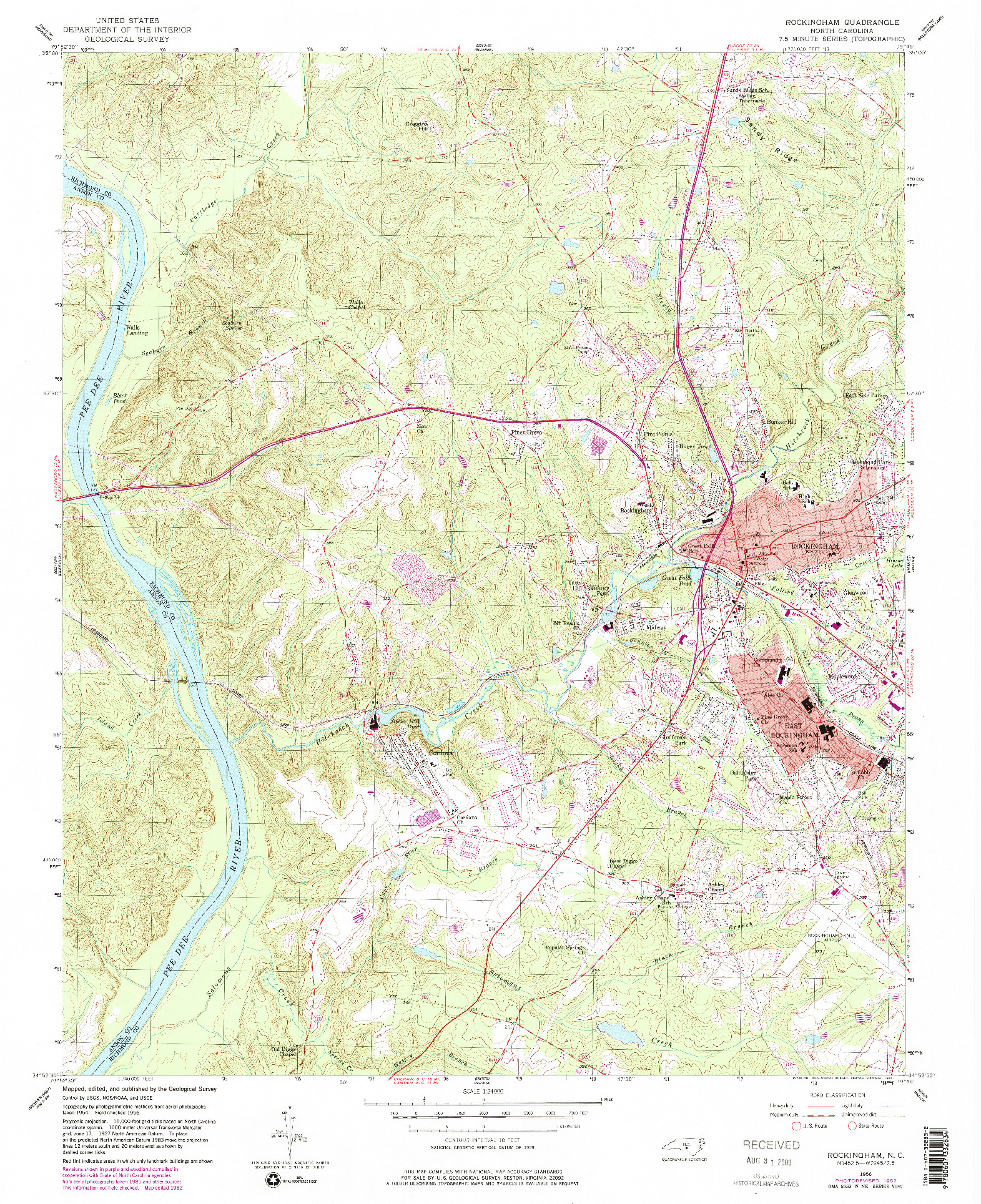 USGS 1:24000-SCALE QUADRANGLE FOR ROCKINGHAM, NC 1956