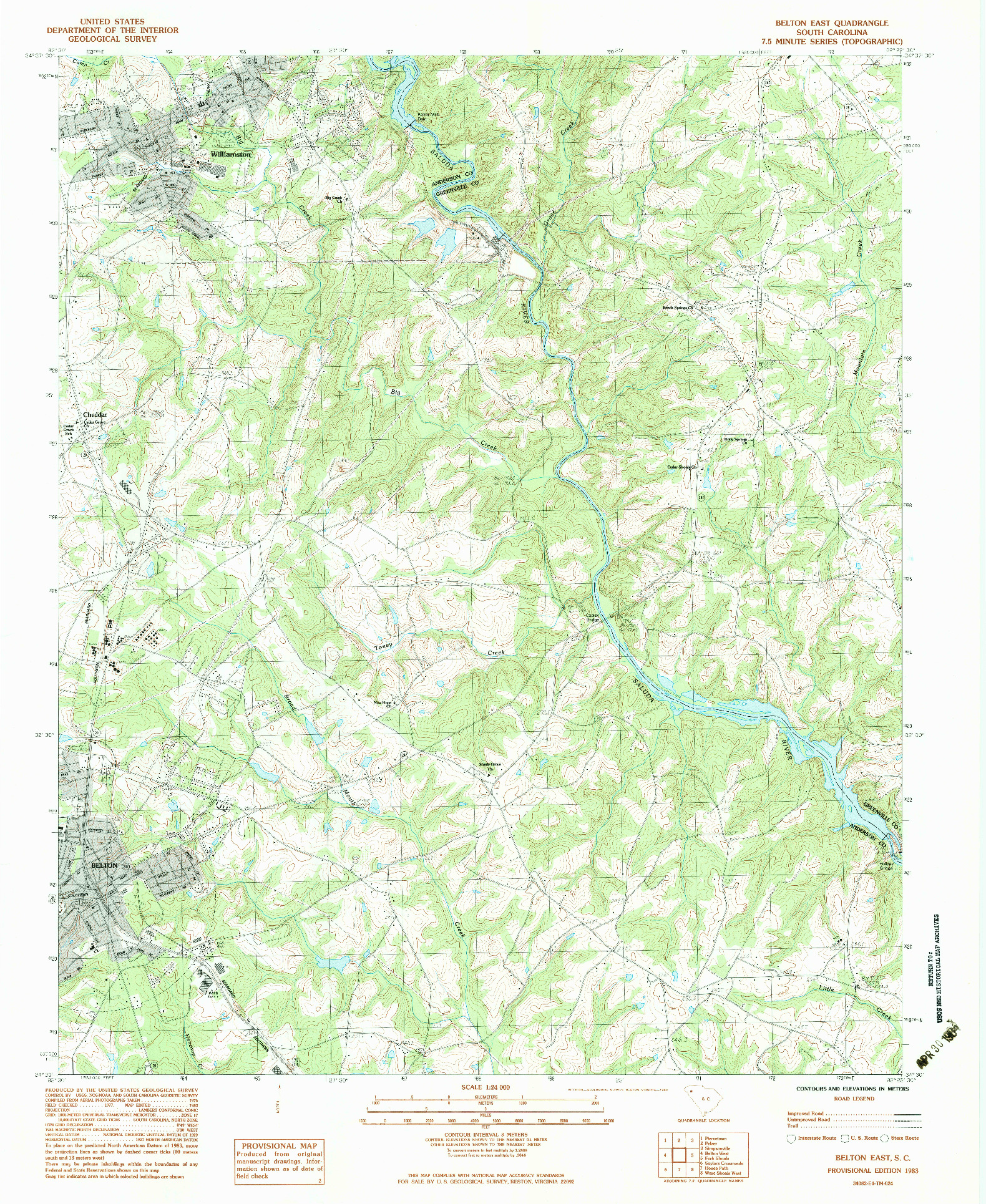 USGS 1:24000-SCALE QUADRANGLE FOR BELTON EAST, SC 1983