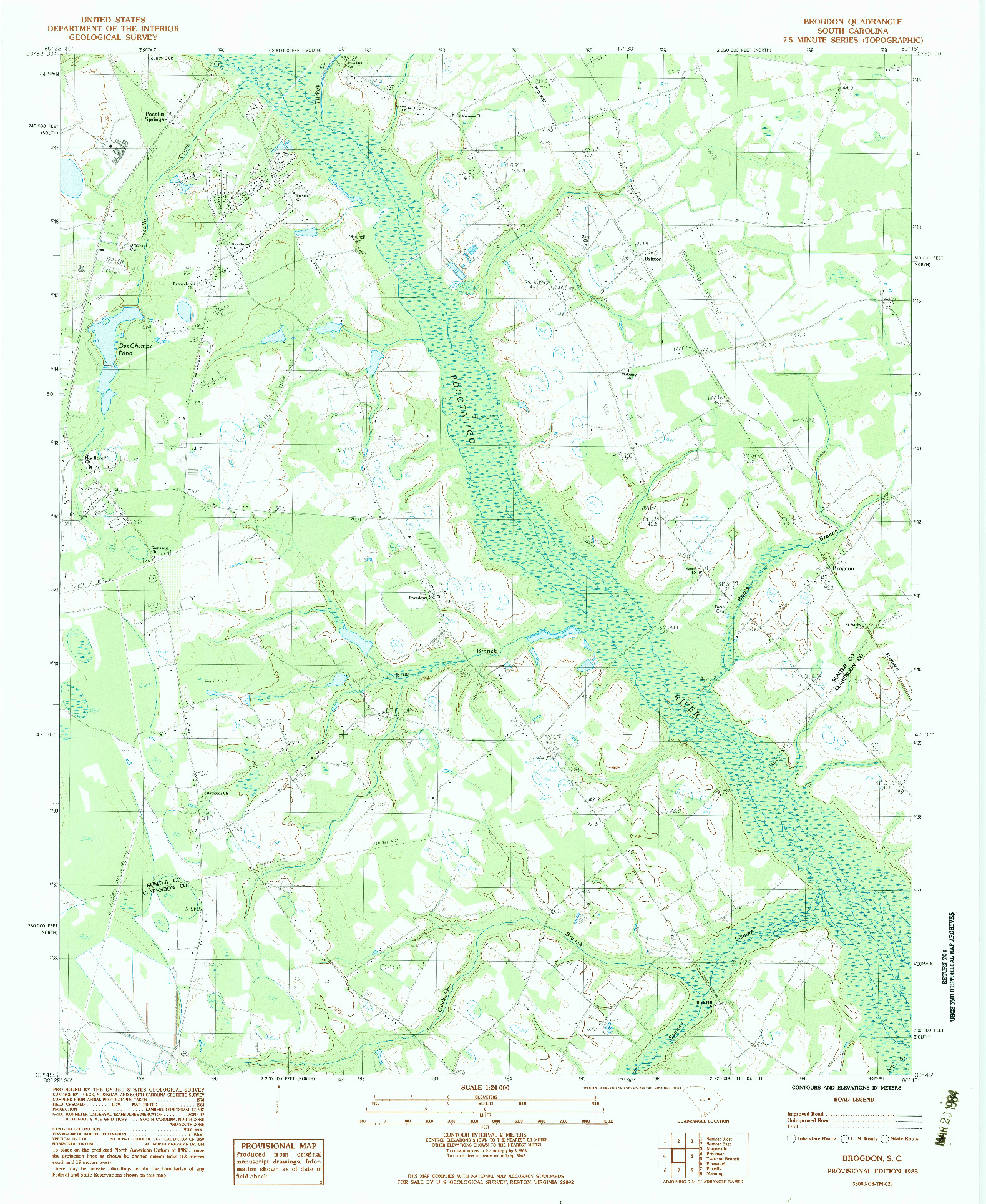 USGS 1:24000-SCALE QUADRANGLE FOR BROGDON, SC 1983