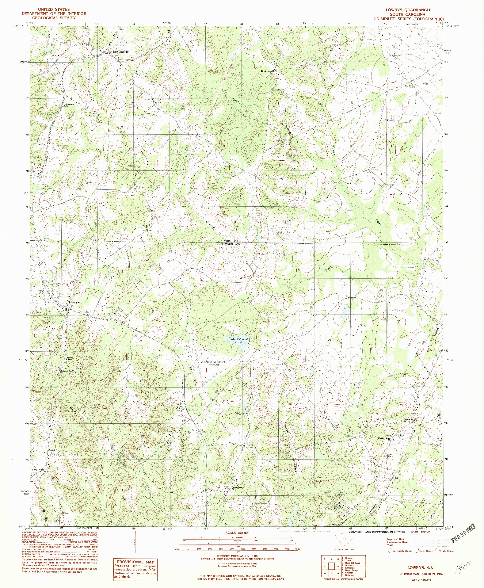 USGS 1:24000-SCALE QUADRANGLE FOR LOWRYS, SC 1982