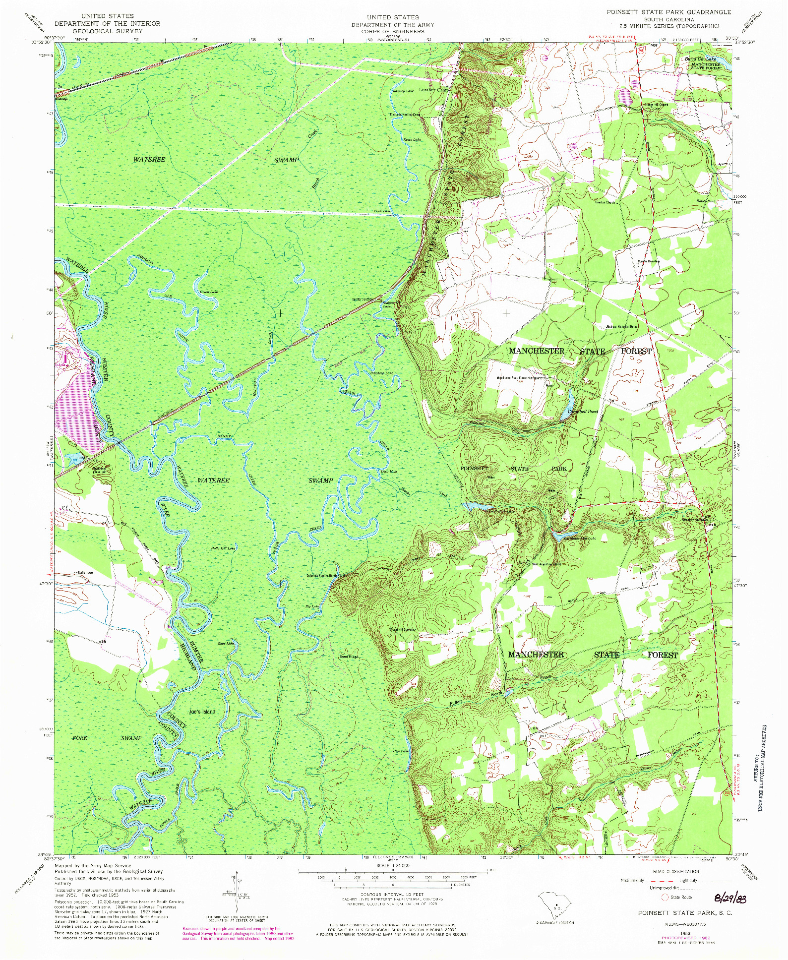 USGS 1:24000-SCALE QUADRANGLE FOR POINSETT STATE PARK, SC 1953