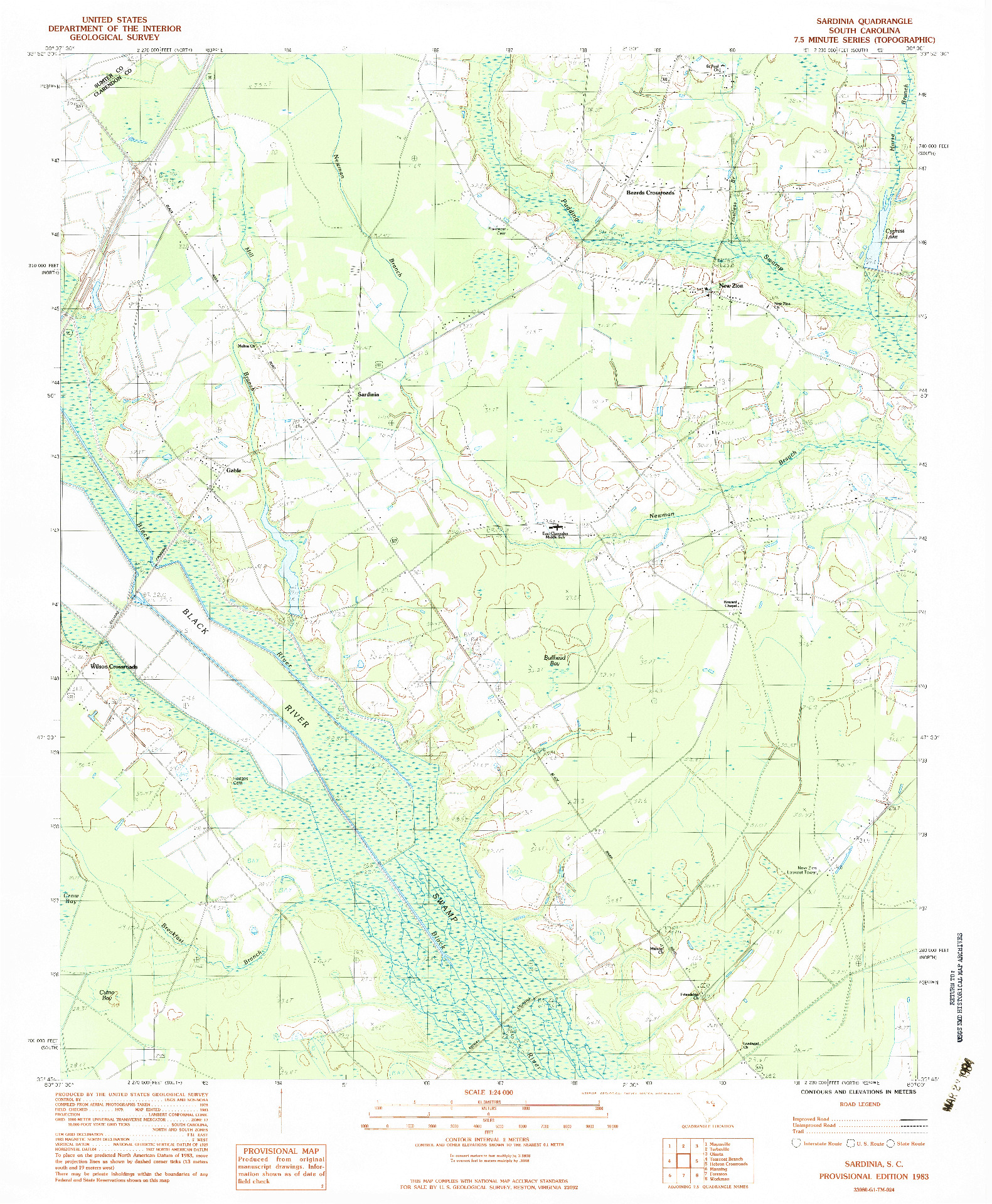 USGS 1:24000-SCALE QUADRANGLE FOR SARDINIA, SC 1983