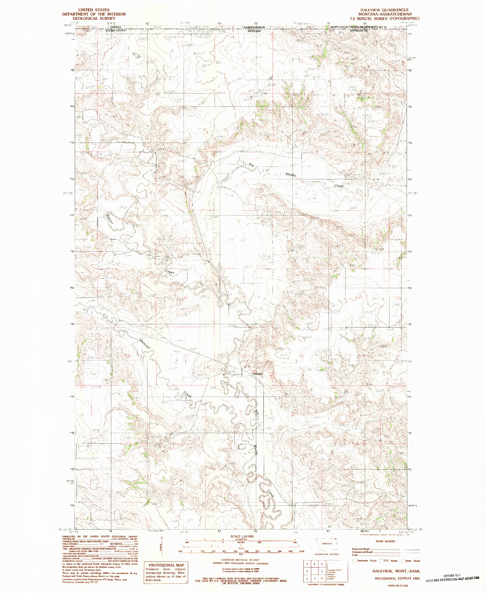 USGS 1:24000-SCALE QUADRANGLE FOR DALEVIEW, MT 1983