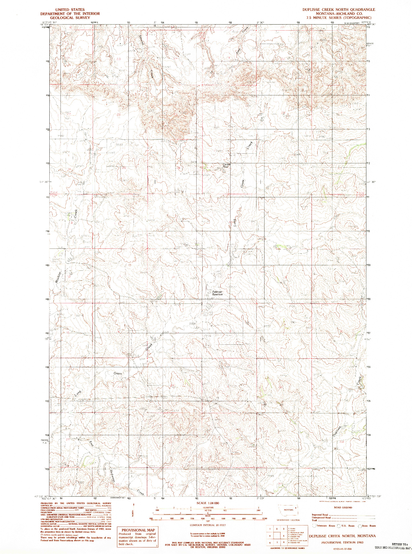 USGS 1:24000-SCALE QUADRANGLE FOR DUPLISSE CREEK NORTH, MT 1983