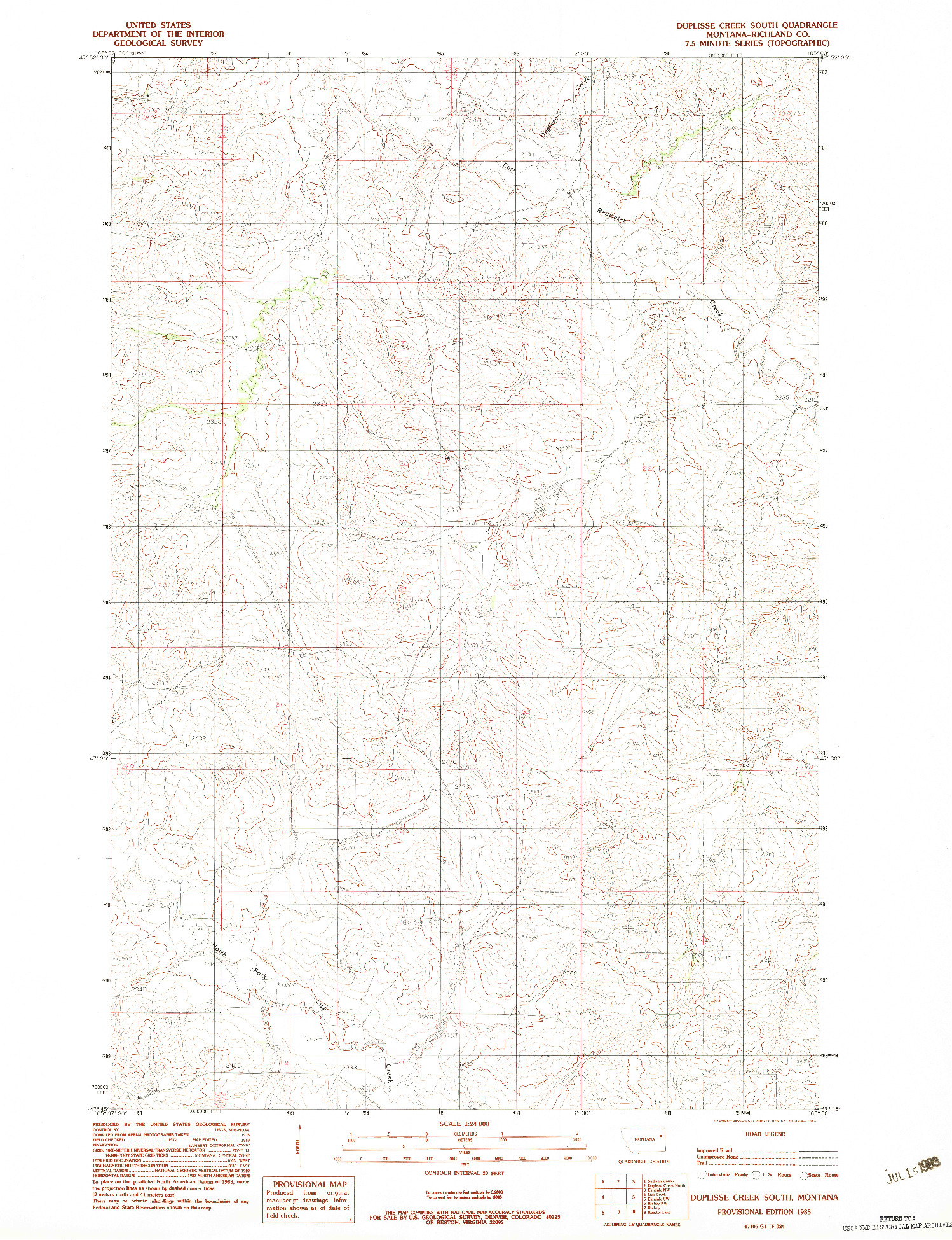 USGS 1:24000-SCALE QUADRANGLE FOR DUPLISSE CREEK SOUTH, MT 1983