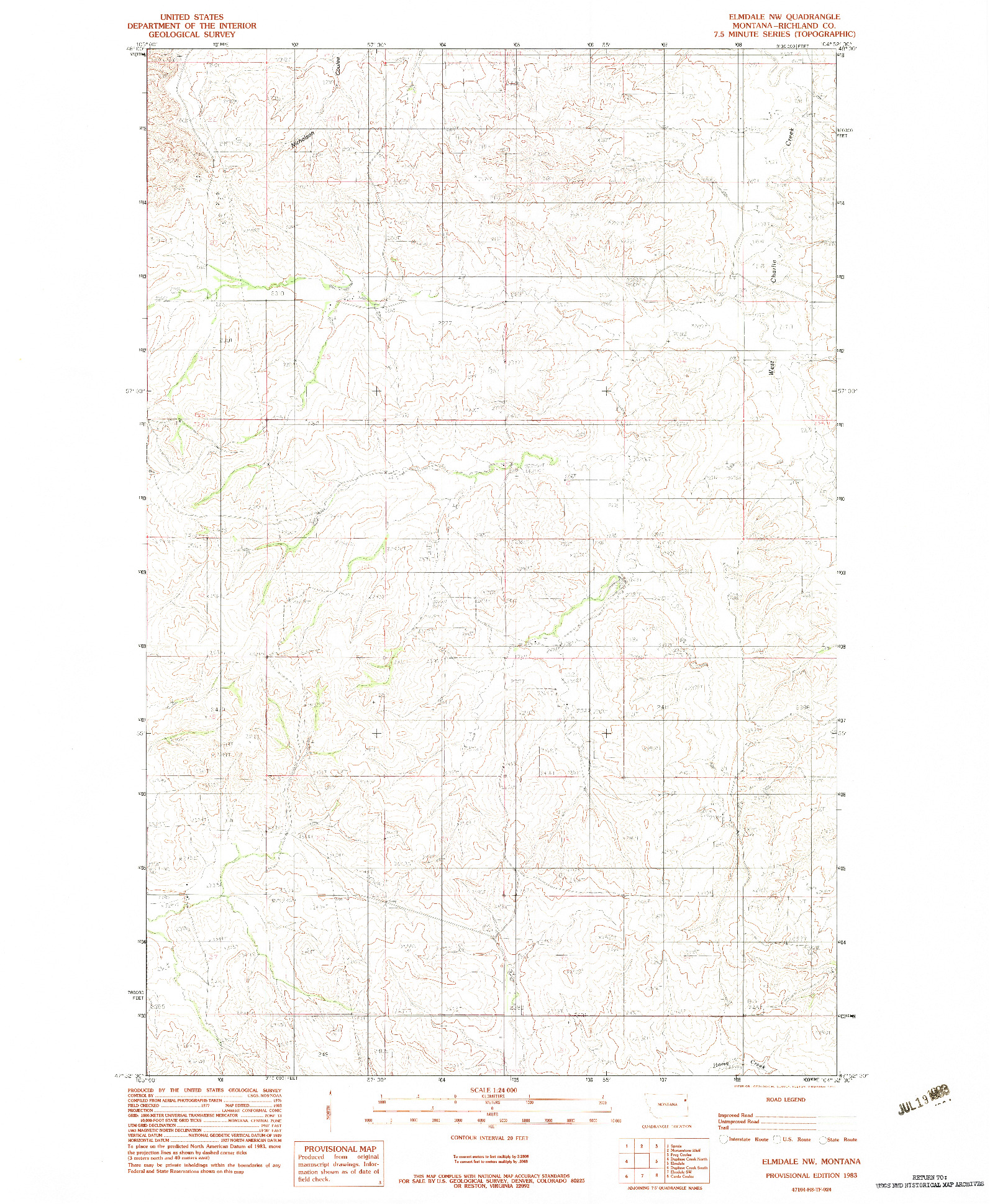 USGS 1:24000-SCALE QUADRANGLE FOR ELMDALE NW, MT 1983