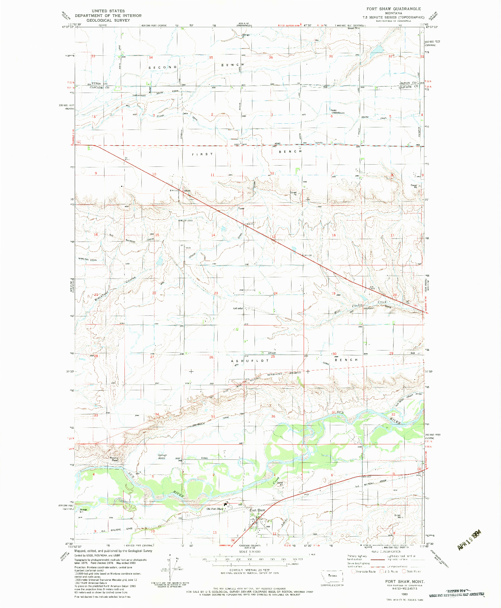 USGS 1:24000-SCALE QUADRANGLE FOR FORT SHAW, MT 1983