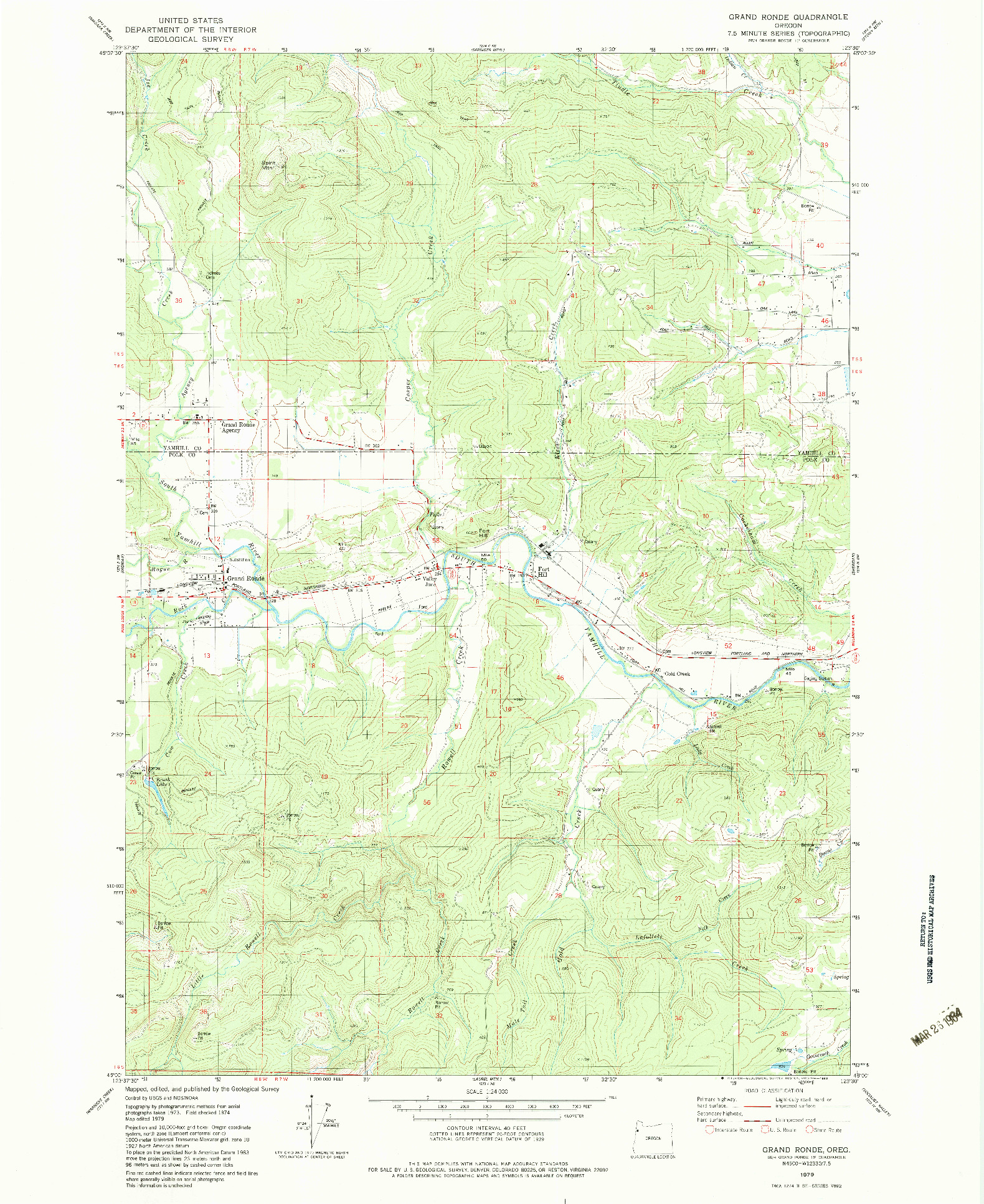 USGS 1:24000-SCALE QUADRANGLE FOR GRAND RONDE, OR 1979