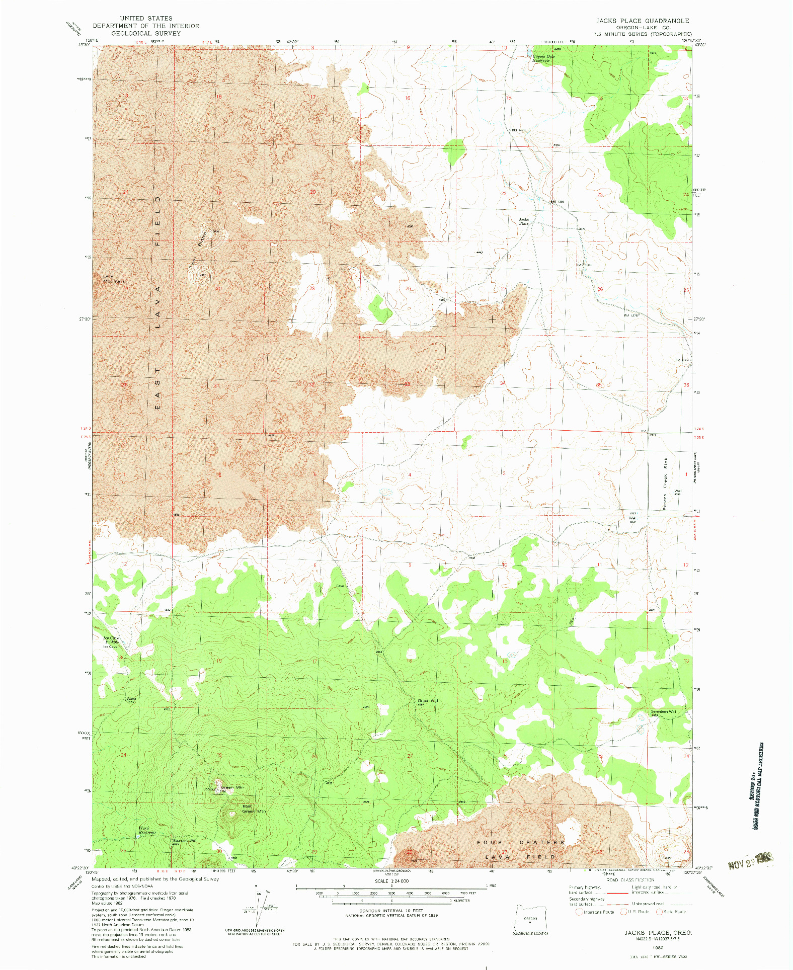 USGS 1:24000-SCALE QUADRANGLE FOR JACKS PLACE, OR 1982