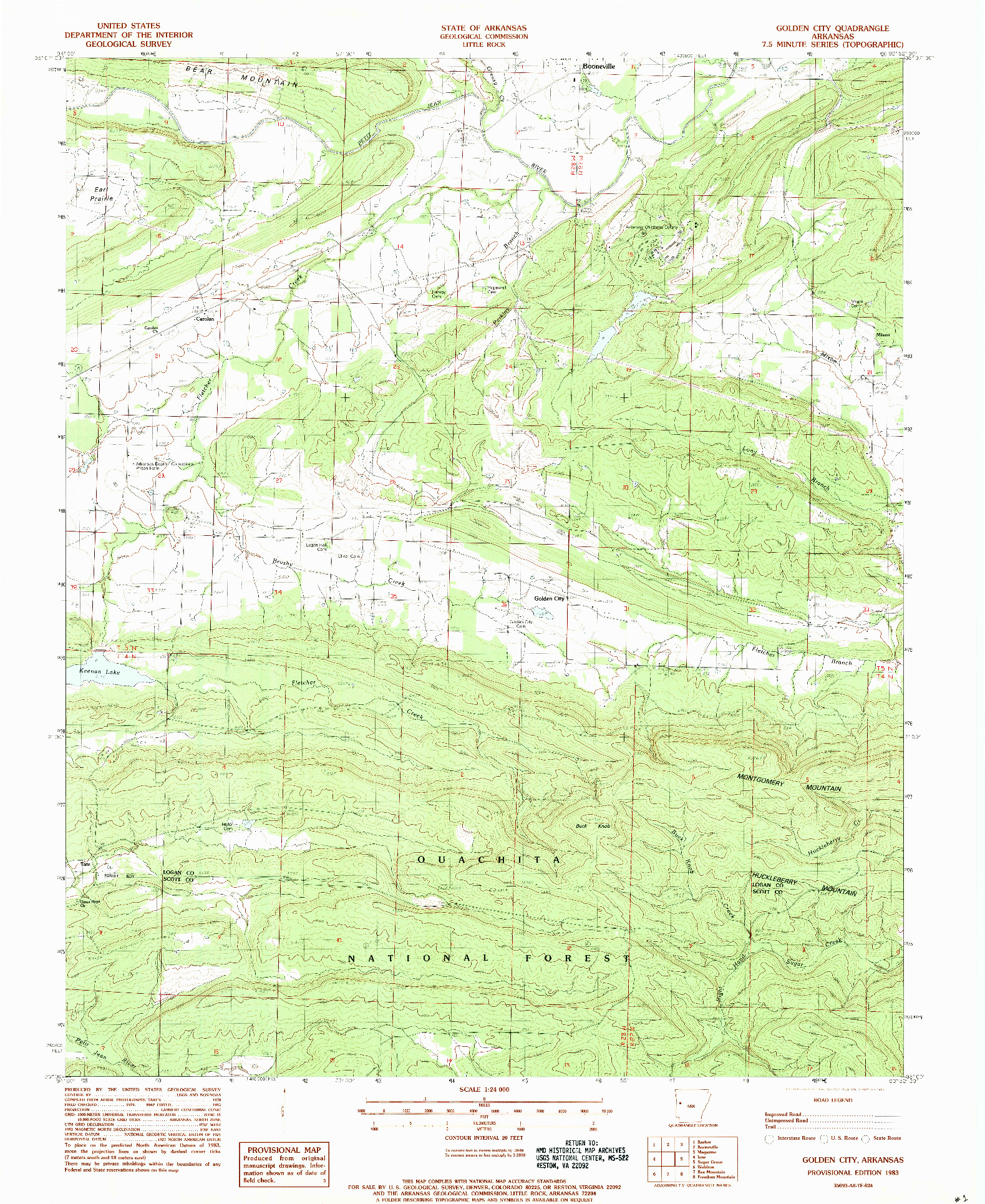 USGS 1:24000-SCALE QUADRANGLE FOR GOLDEN CITY, AR 1983