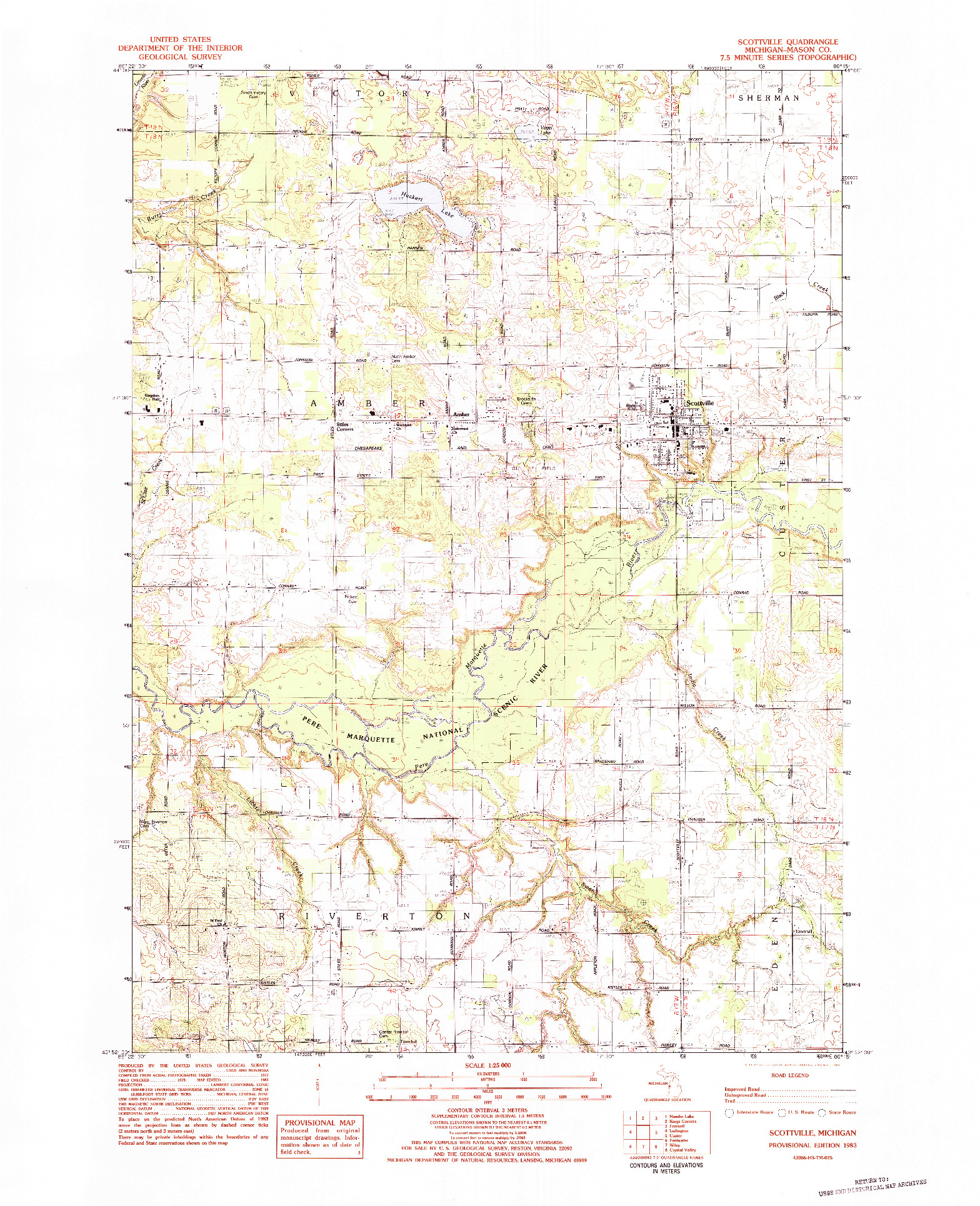 USGS 1:25000-SCALE QUADRANGLE FOR SCOTTVILLE, MI 1983