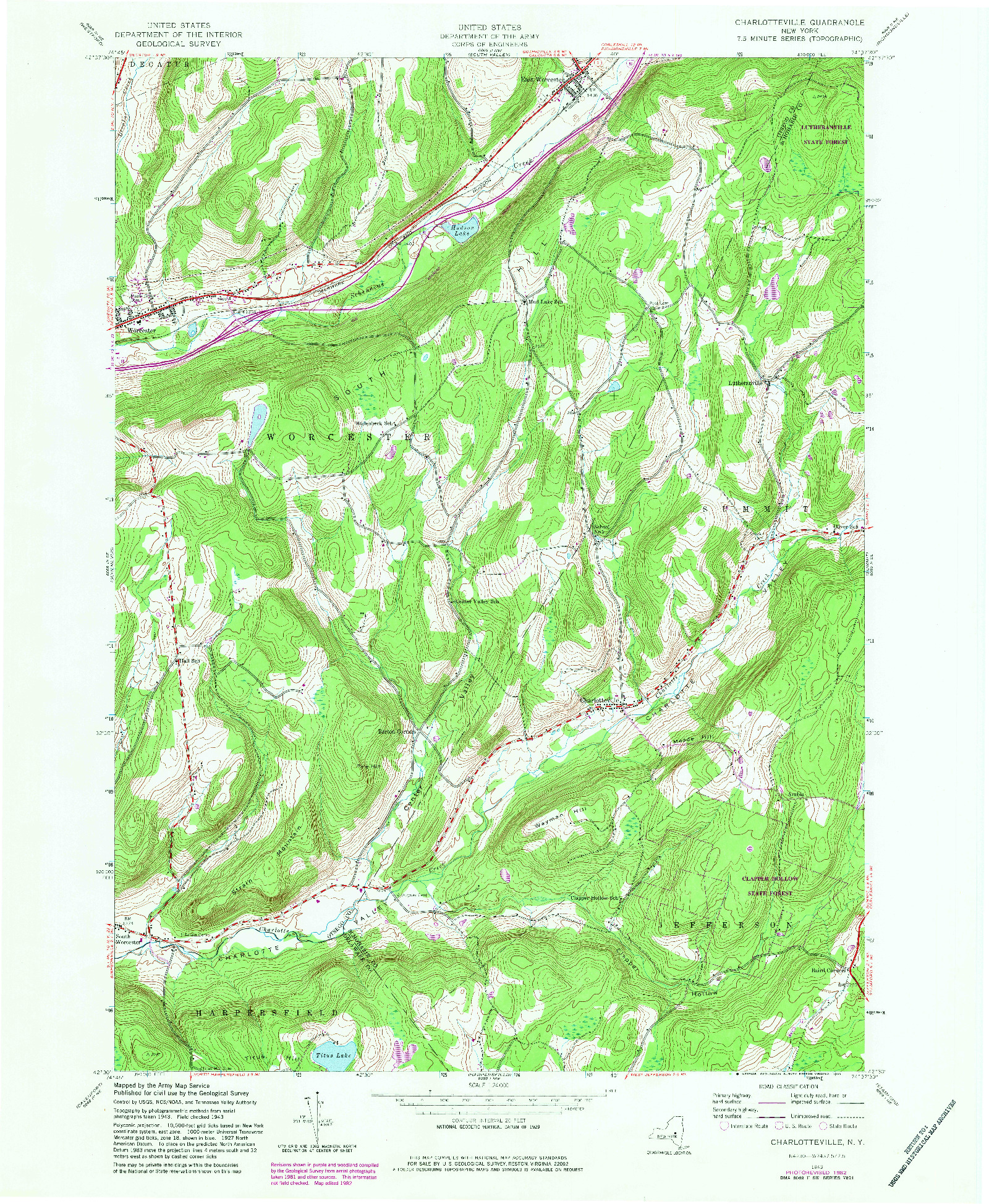 USGS 1:24000-SCALE QUADRANGLE FOR CHARLOTTEVILLE, NY 1943