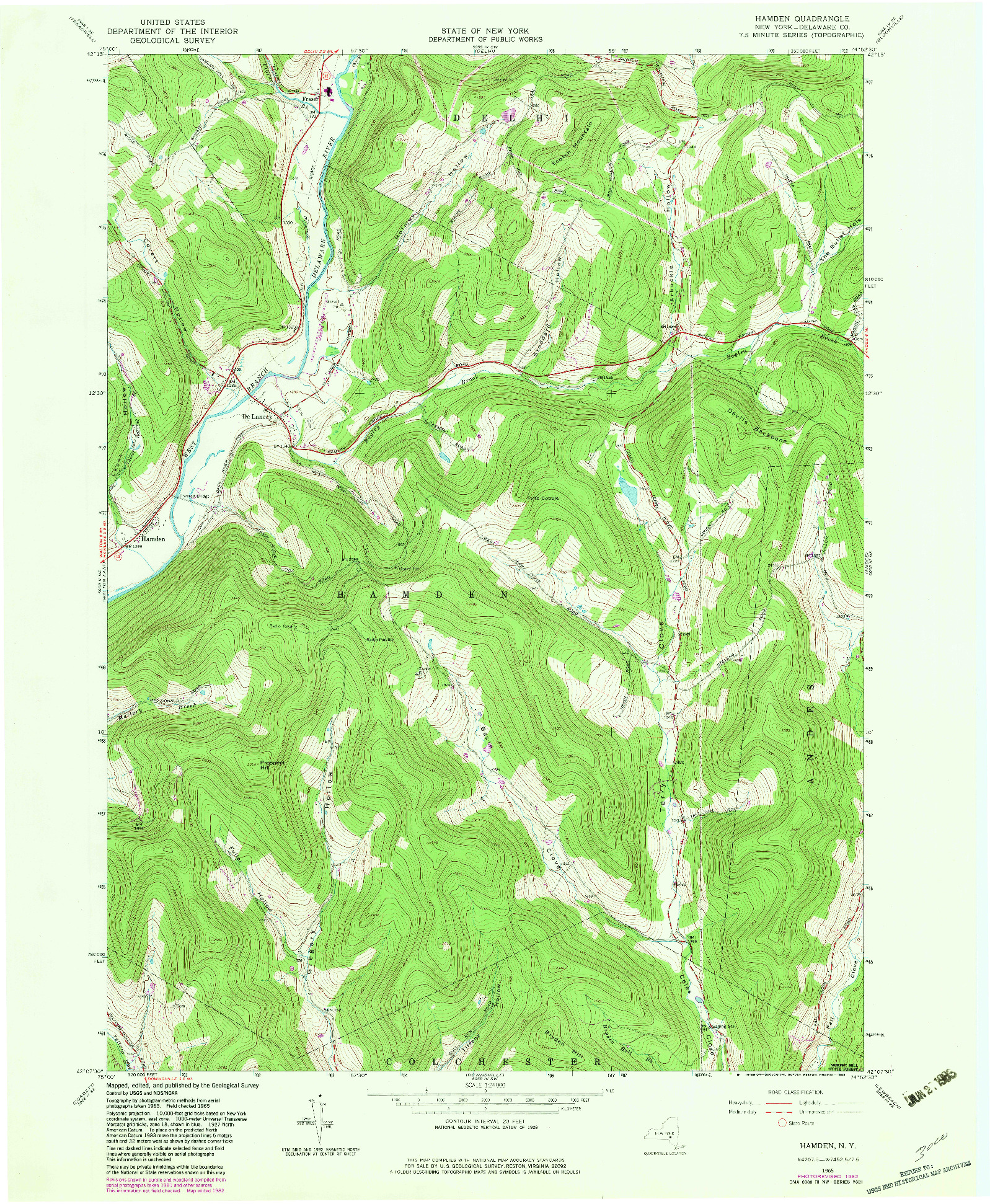 USGS 1:24000-SCALE QUADRANGLE FOR HAMDEN, NY 1982