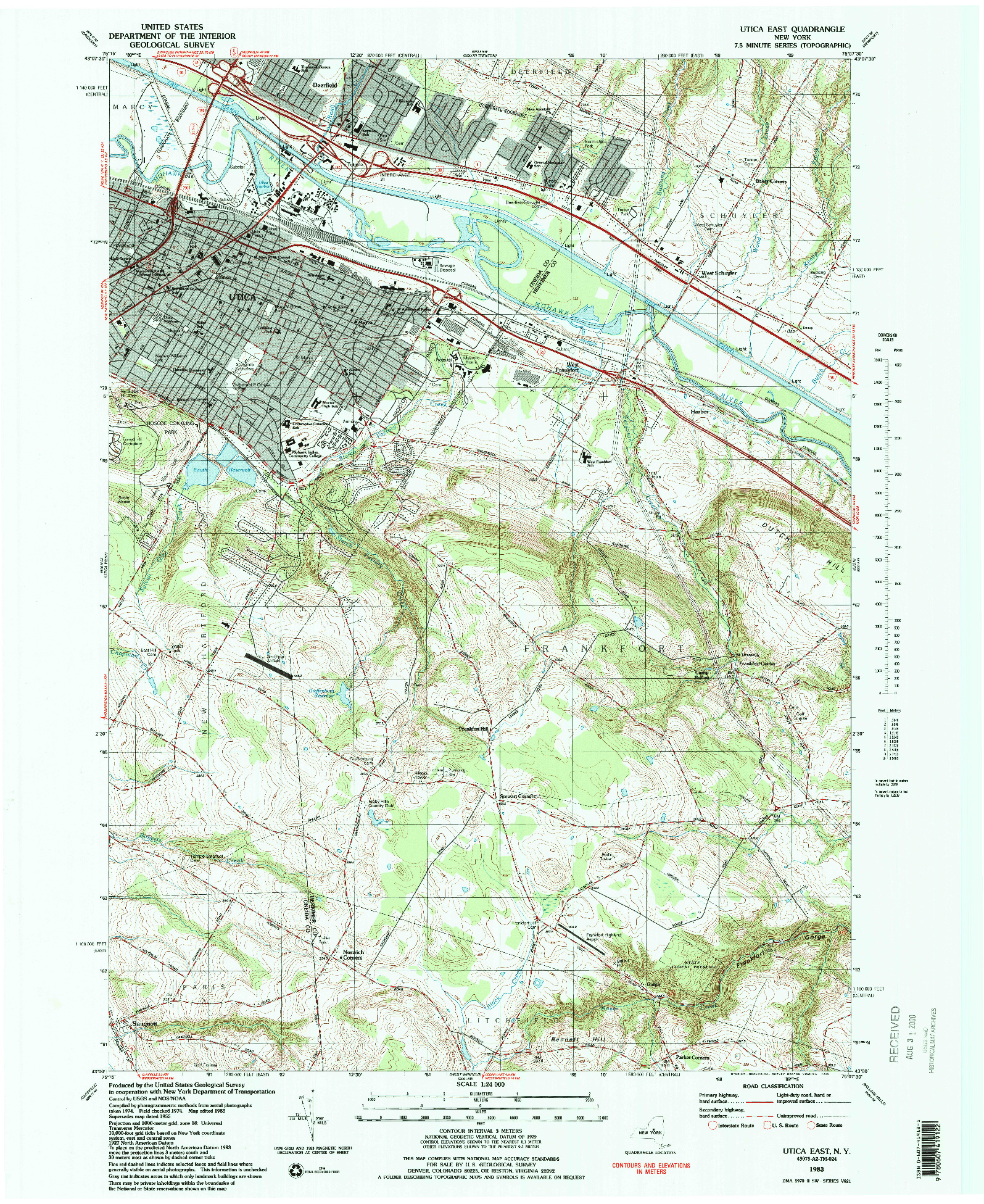 USGS 1:24000-SCALE QUADRANGLE FOR UTICA EAST, NY 1983
