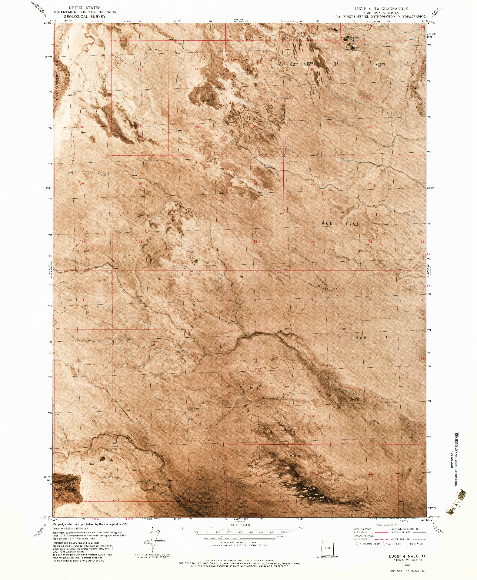 USGS 1:24000-SCALE QUADRANGLE FOR LUCIN 4 NW, UT 1983