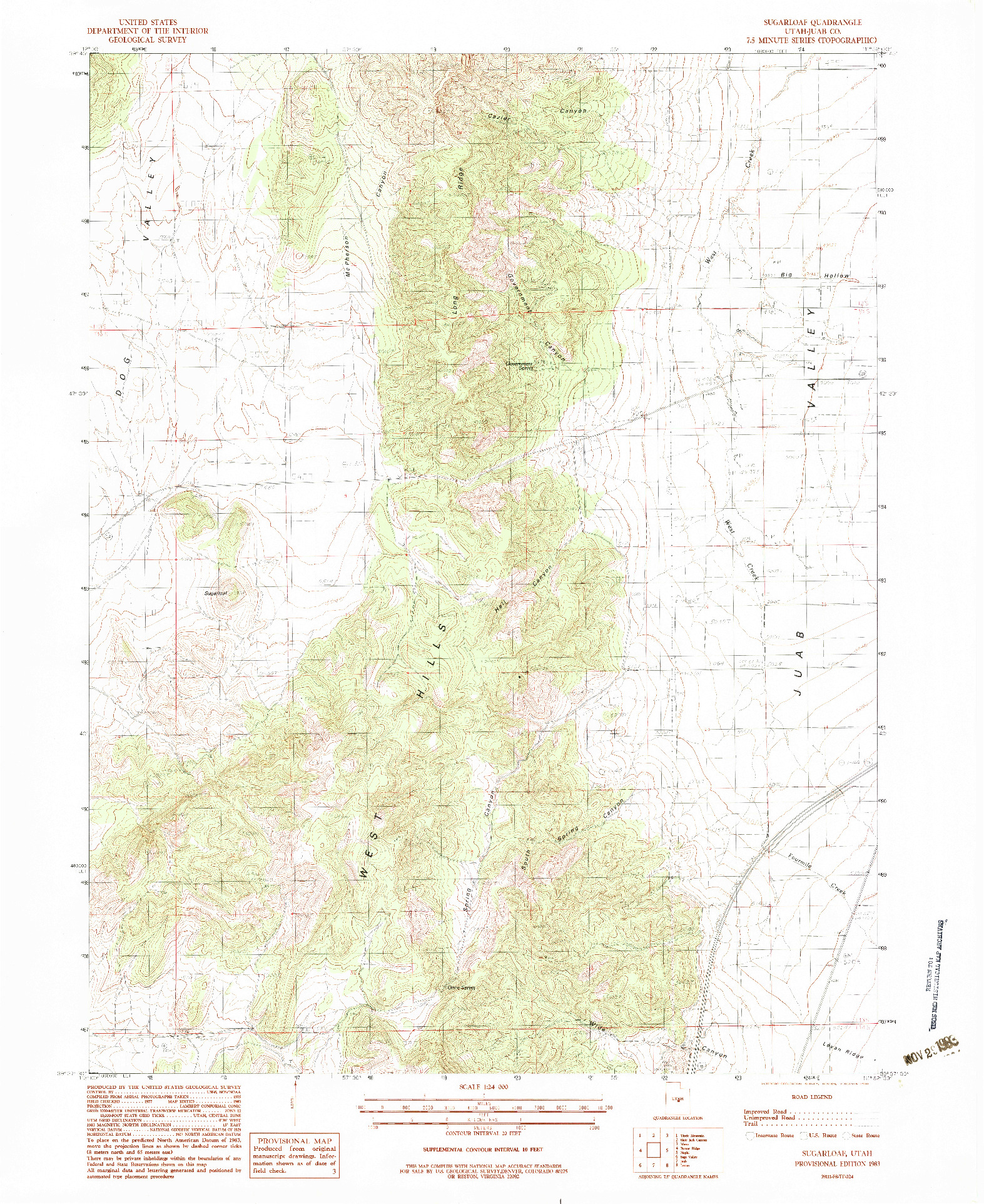 USGS 1:24000-SCALE QUADRANGLE FOR SUGARLOAF, UT 1983