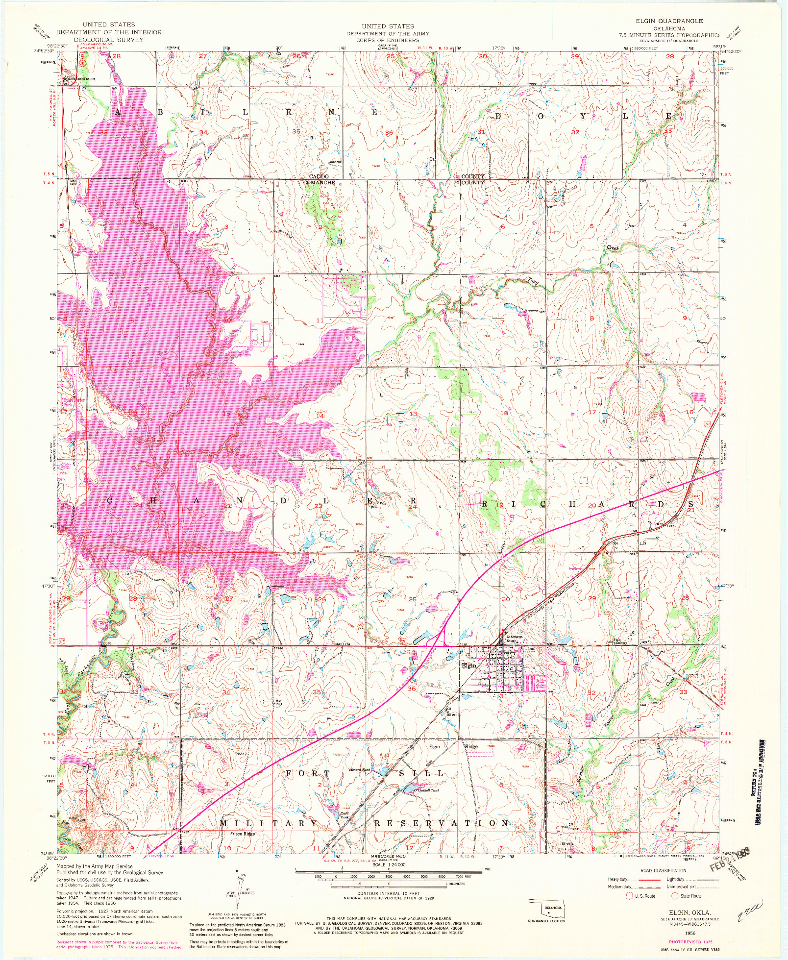 USGS 1:24000-SCALE QUADRANGLE FOR ELGIN, OK 1956