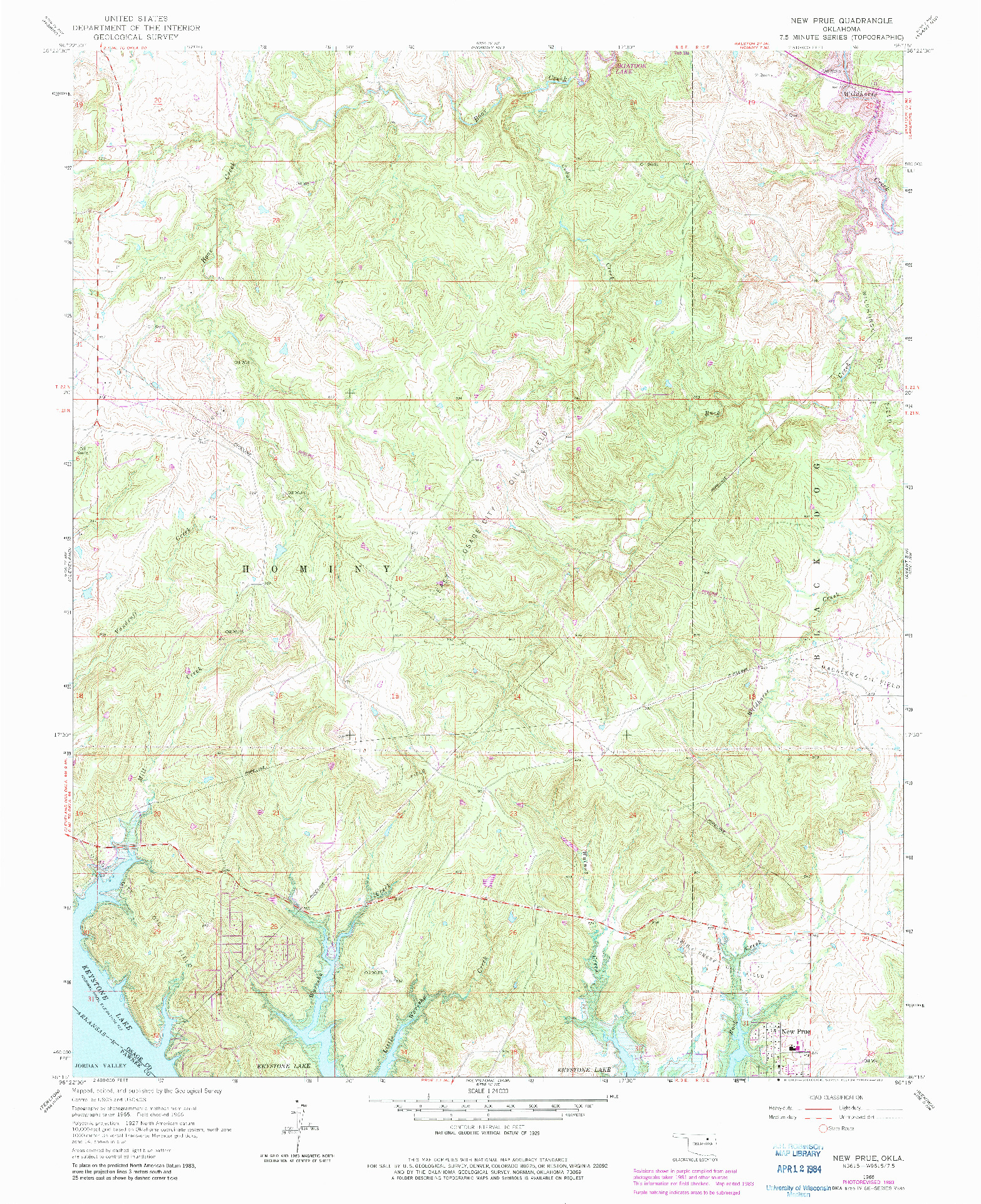 USGS 1:24000-SCALE QUADRANGLE FOR NEW PRUE, OK 1966