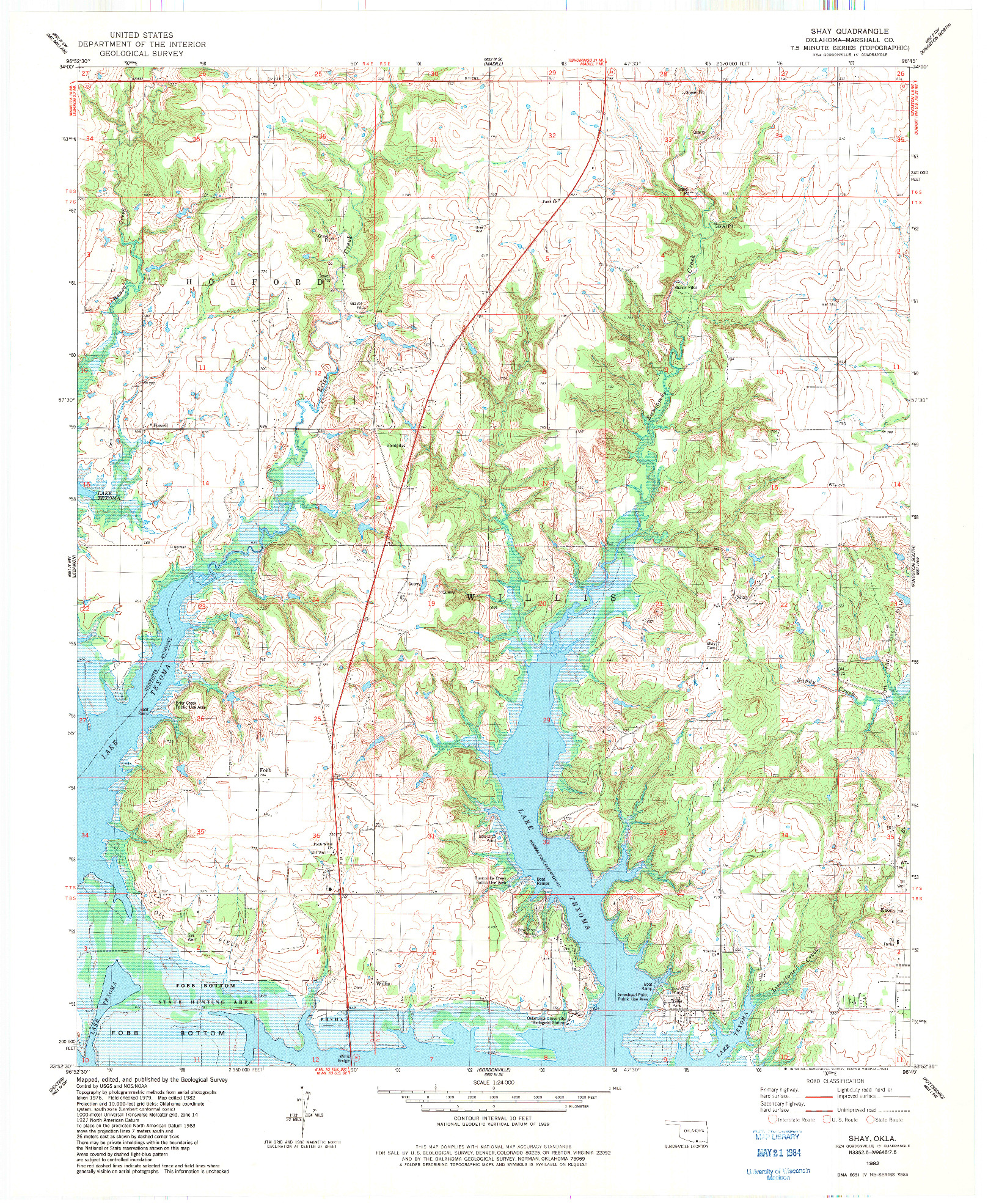 USGS 1:24000-SCALE QUADRANGLE FOR SHAY, OK 1982