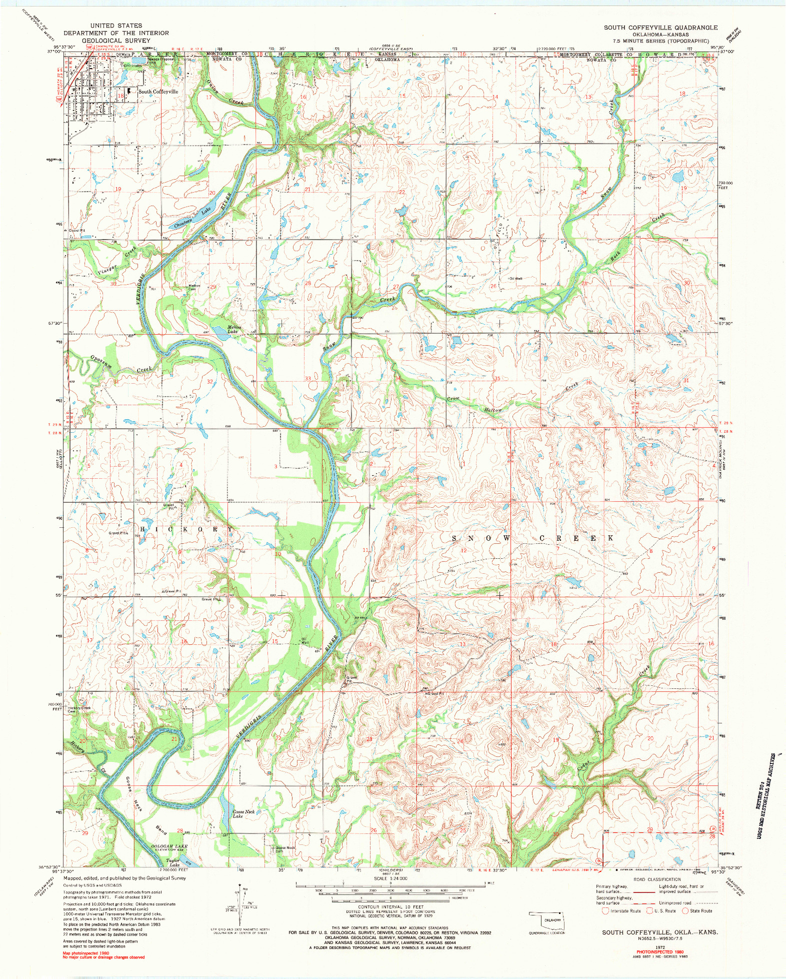 USGS 1:24000-SCALE QUADRANGLE FOR SOUTH COFFEYVILLE, OK 1972