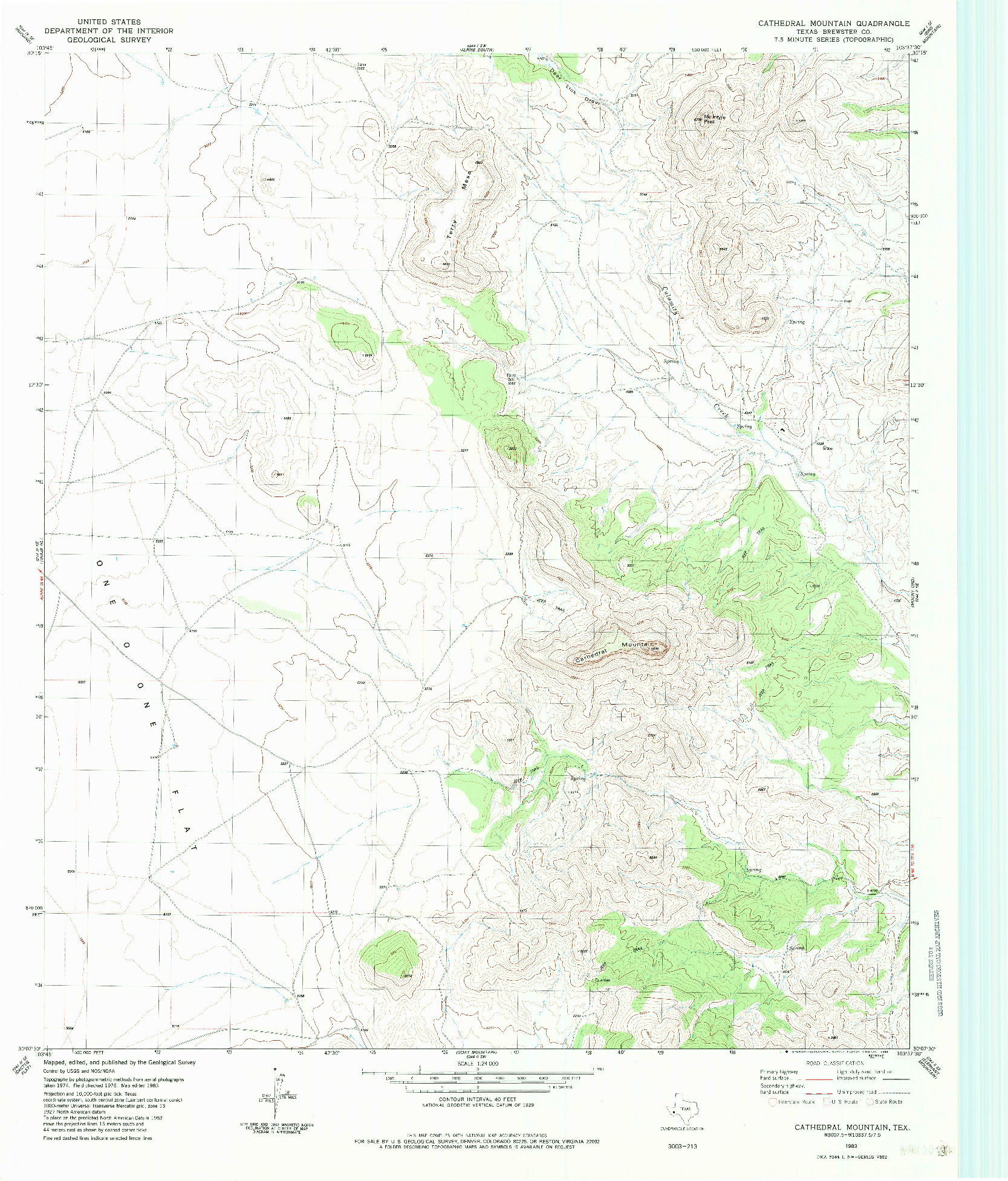 USGS 1:24000-SCALE QUADRANGLE FOR CATHEDRAL MOUNTAIN, TX 1983