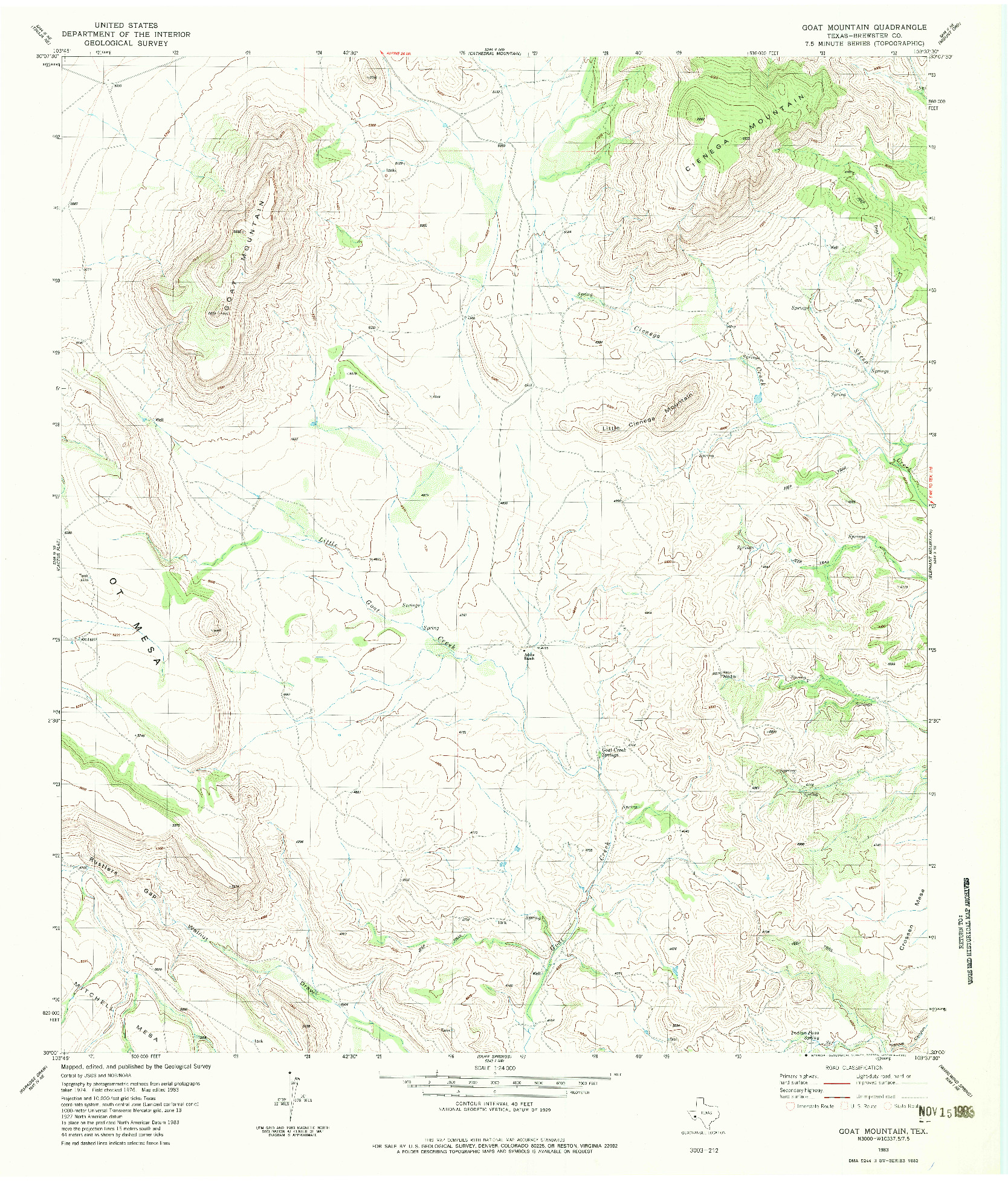 USGS 1:24000-SCALE QUADRANGLE FOR GOAT MOUNTAIN, TX 1983