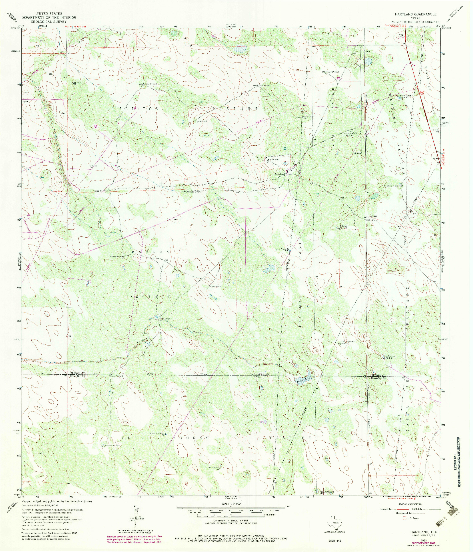 USGS 1:24000-SCALE QUADRANGLE FOR HARTLAND, TX 1963