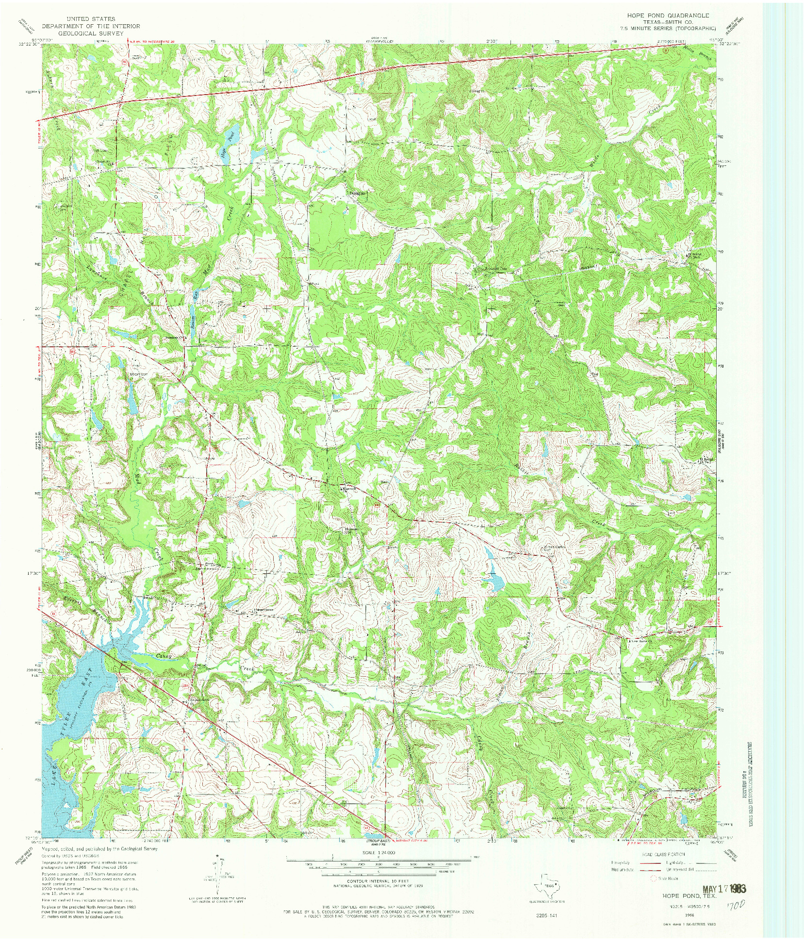 USGS 1:24000-SCALE QUADRANGLE FOR HOPE POND, TX 1966