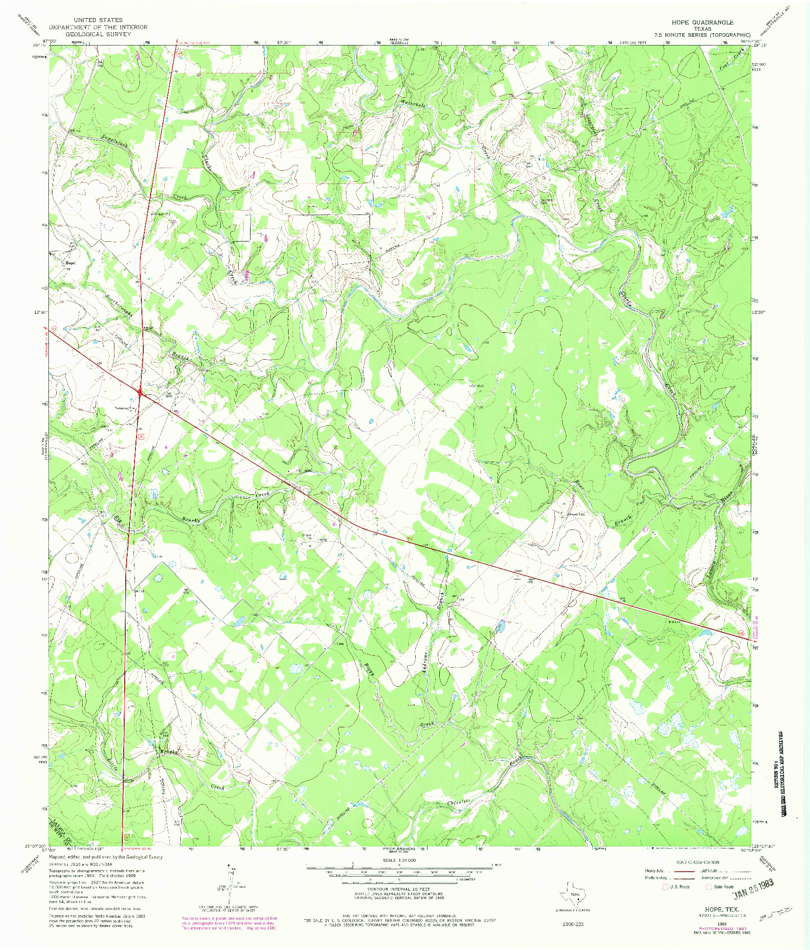 USGS 1:24000-SCALE QUADRANGLE FOR HOPE, TX 1965